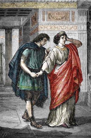 Some historians believe Messalina and Gaius Silius aimed to overthrow Claudius and take power for themselves. Both are illustrated in an 1888 engraving from Les Imperatrices Romaine.