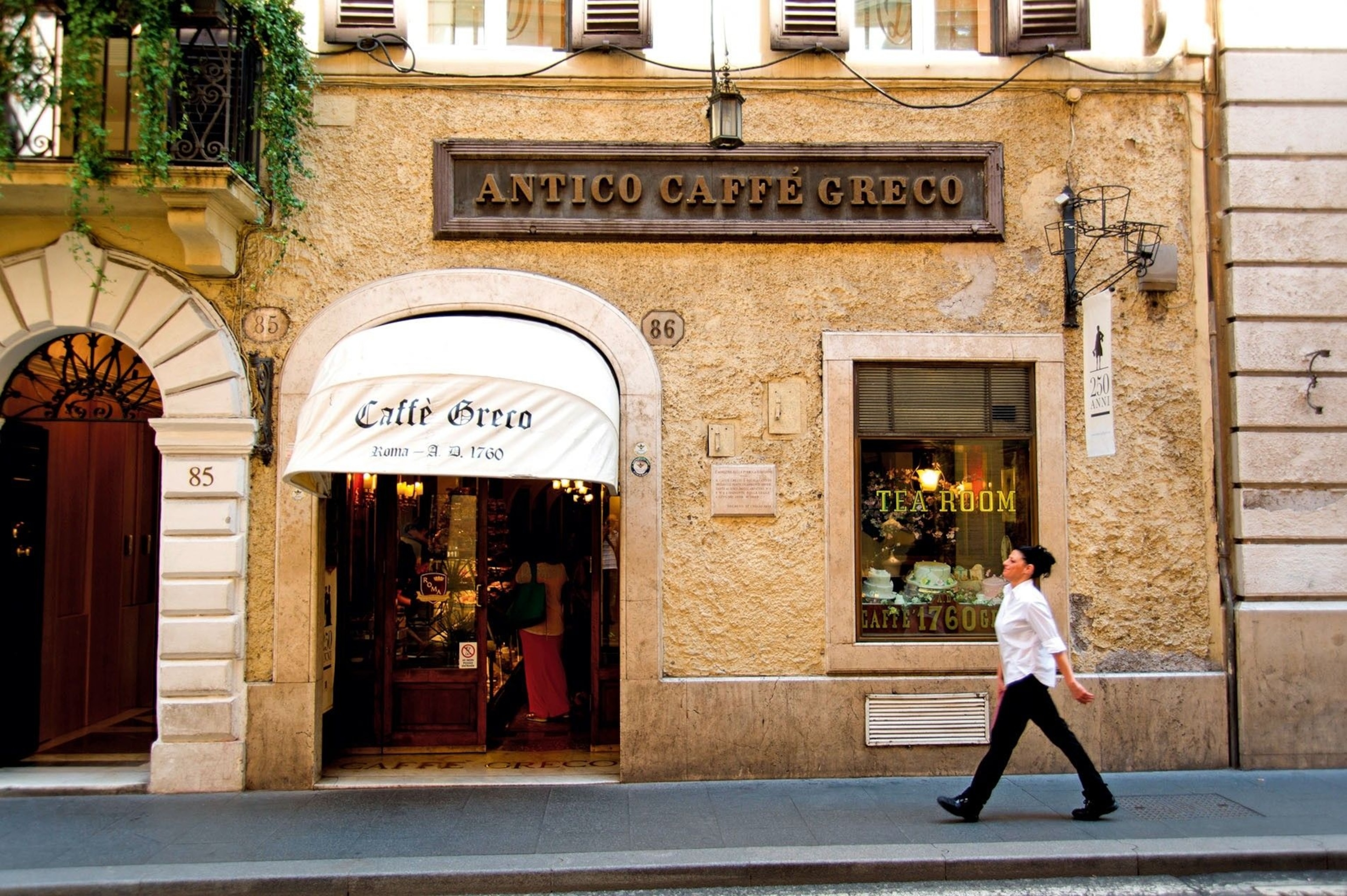 Government-protected since the 1950s, little has changed at Antico Caffe Greco in Rome; it's decorated with hundreds of framed paintings, and there's even an artist in residence.