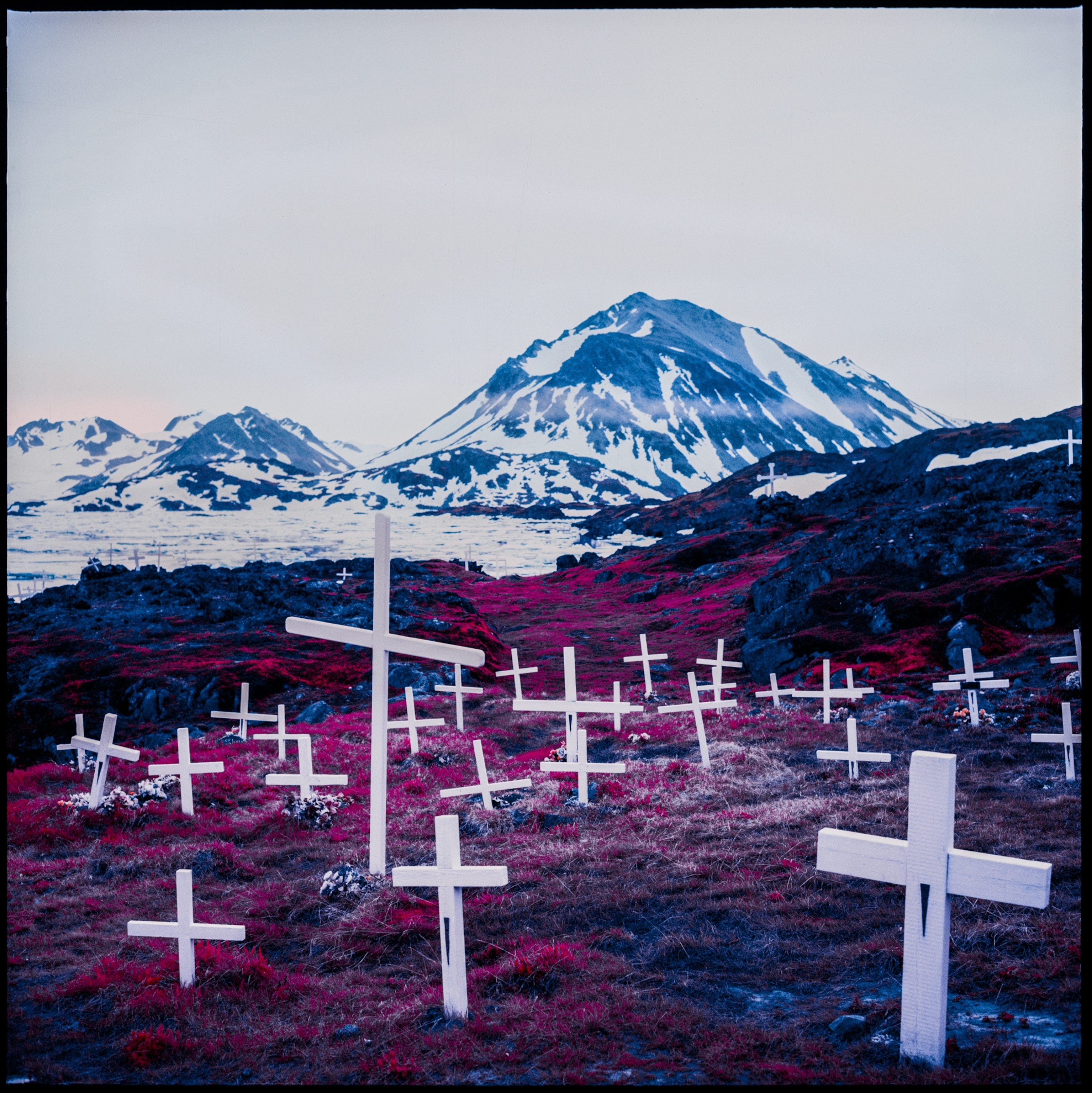 graveyard and mountains greeland infrared
