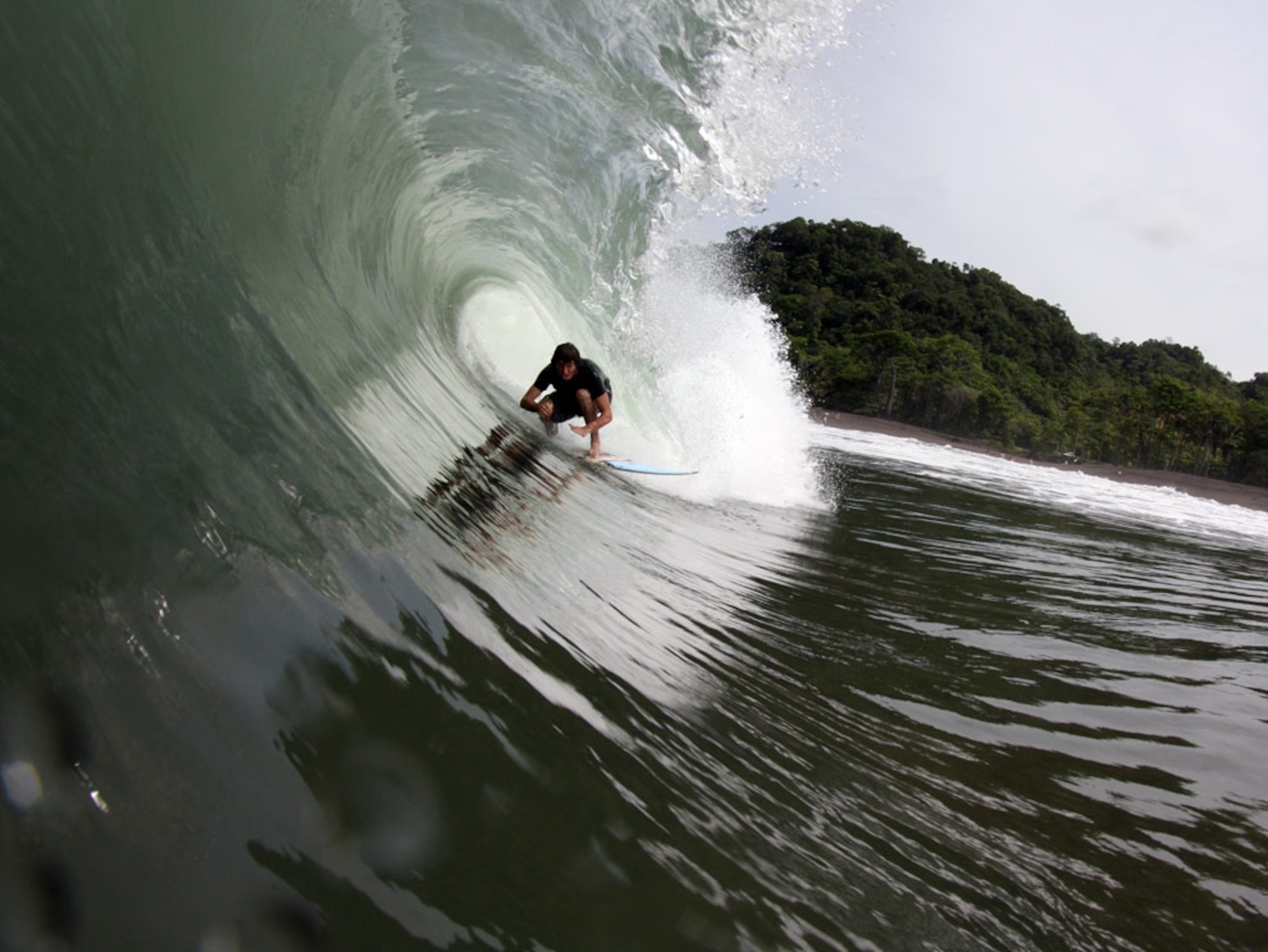Surfer riding a wave
