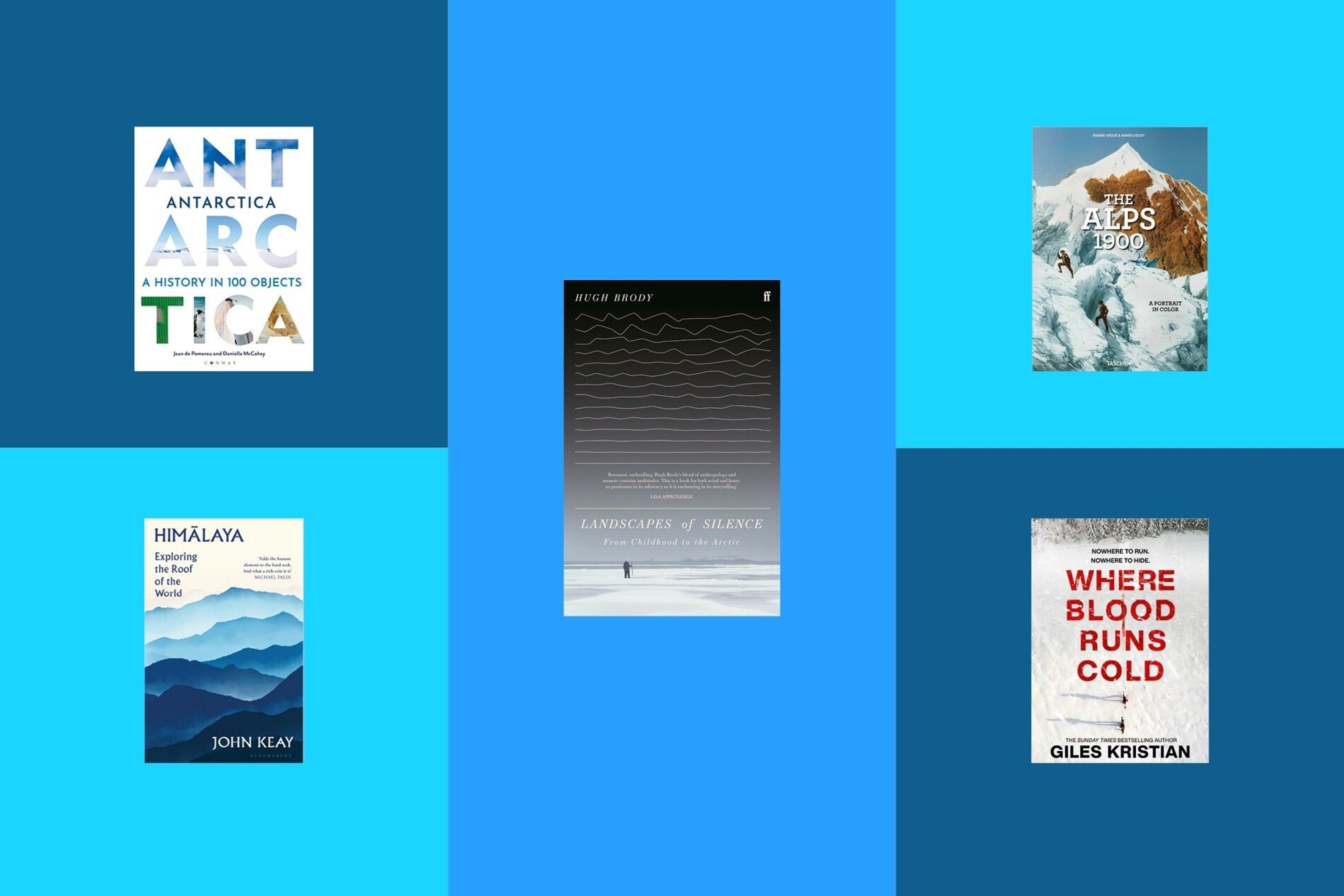 The covers of six new books that celebrate the coldest regions on Earth.