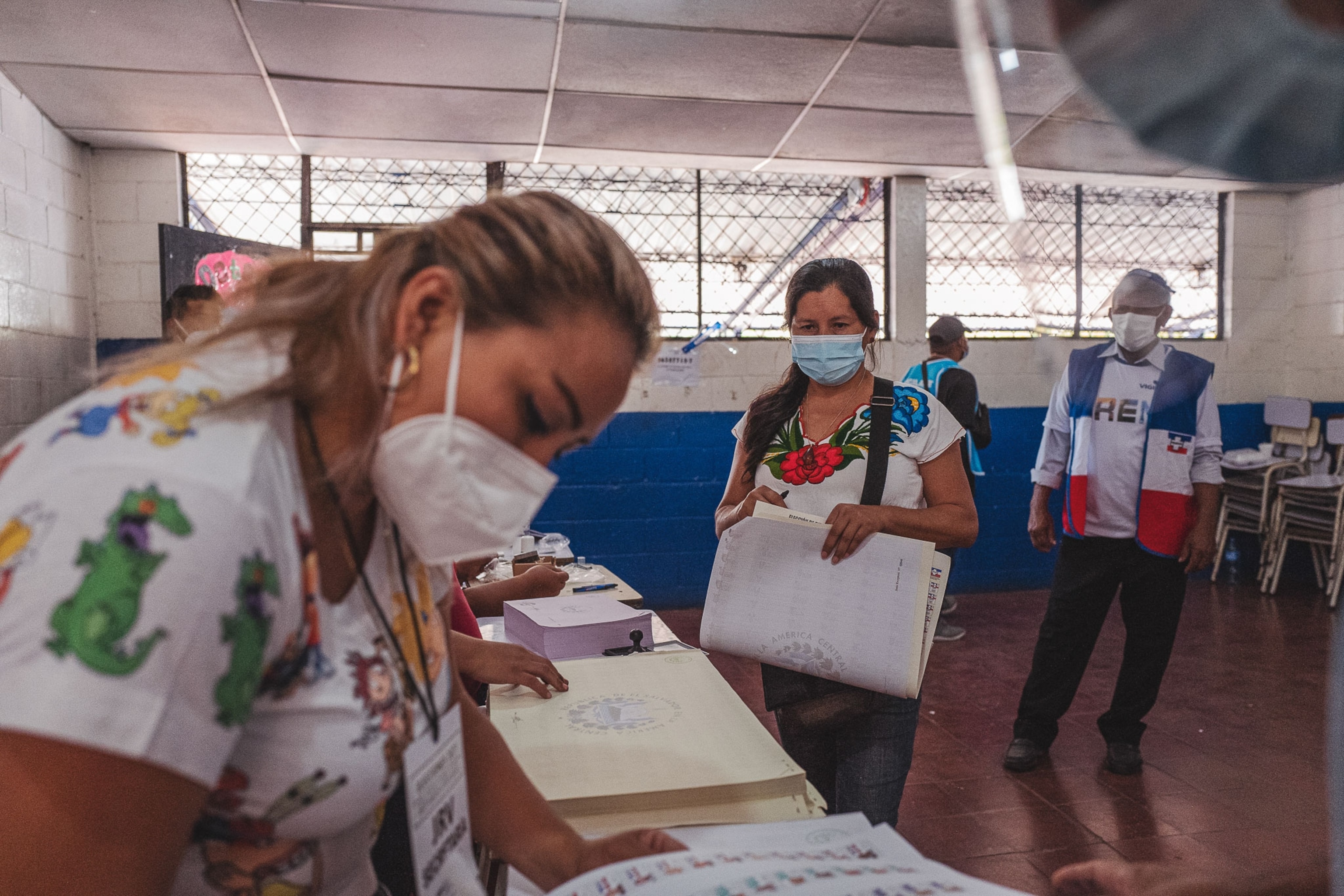 A woman votes during the legislative and municipal elections of El Salvador