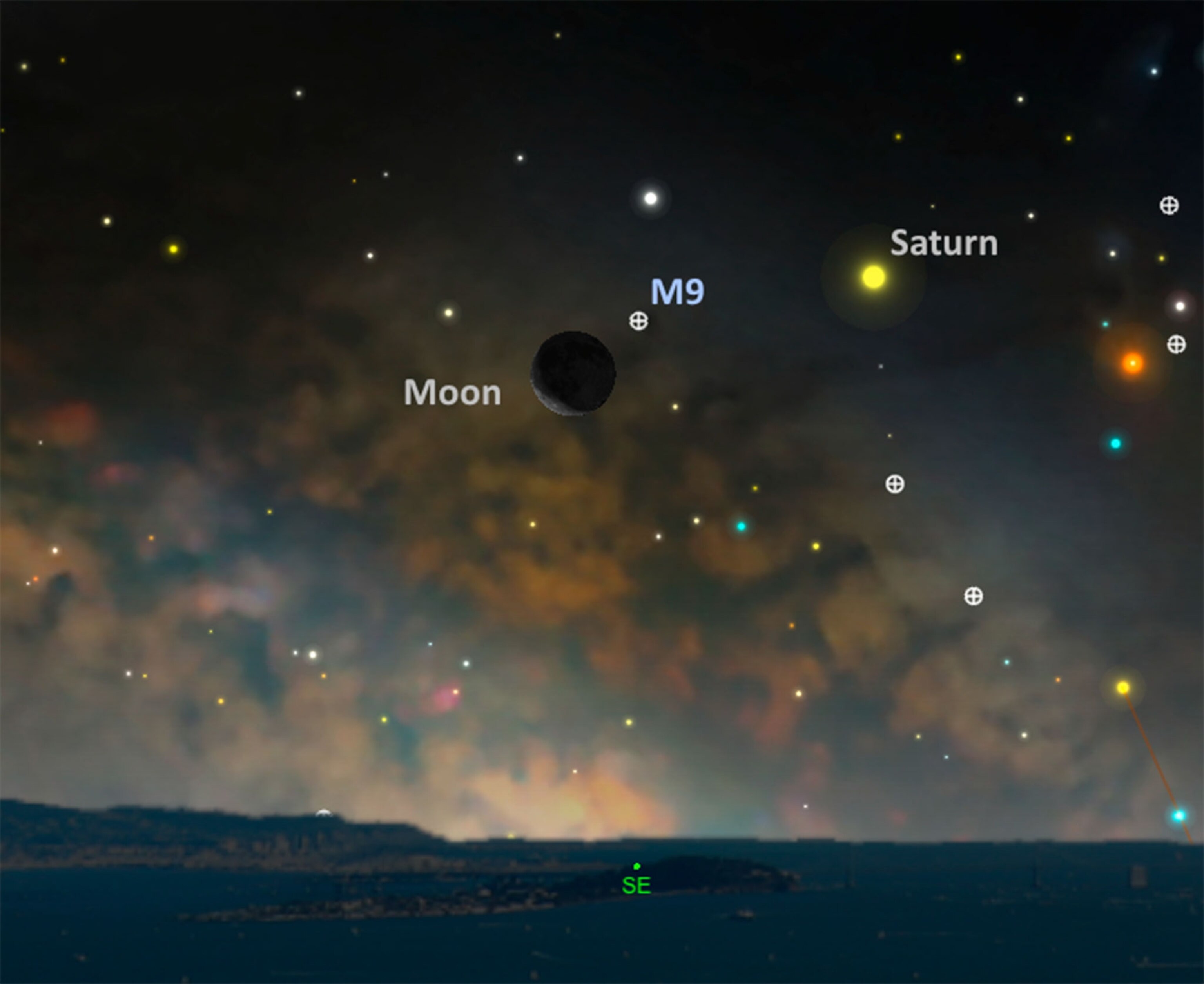 moon and globular cluster M9