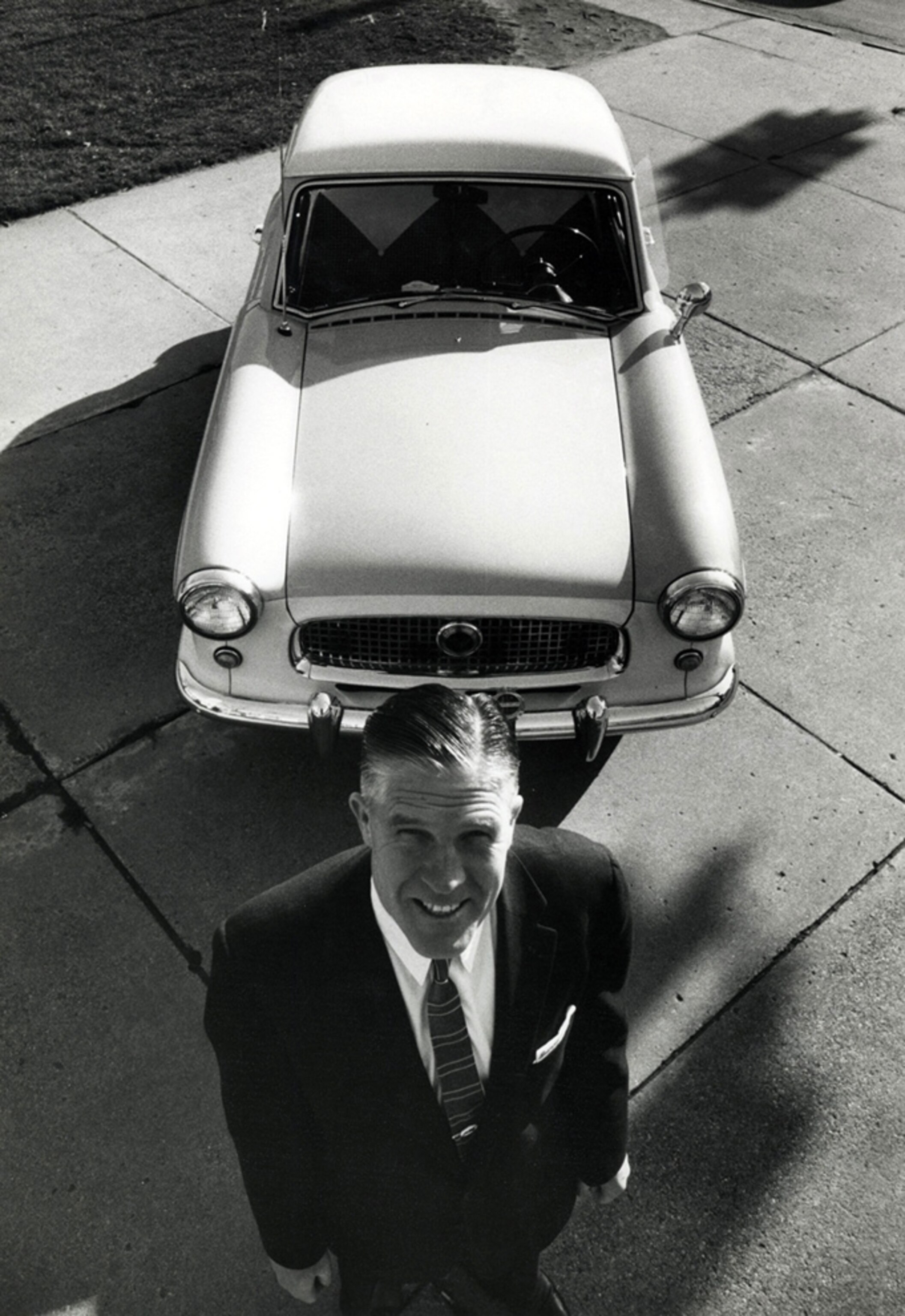 American Motors President George W. Romney and an AMC Rambler