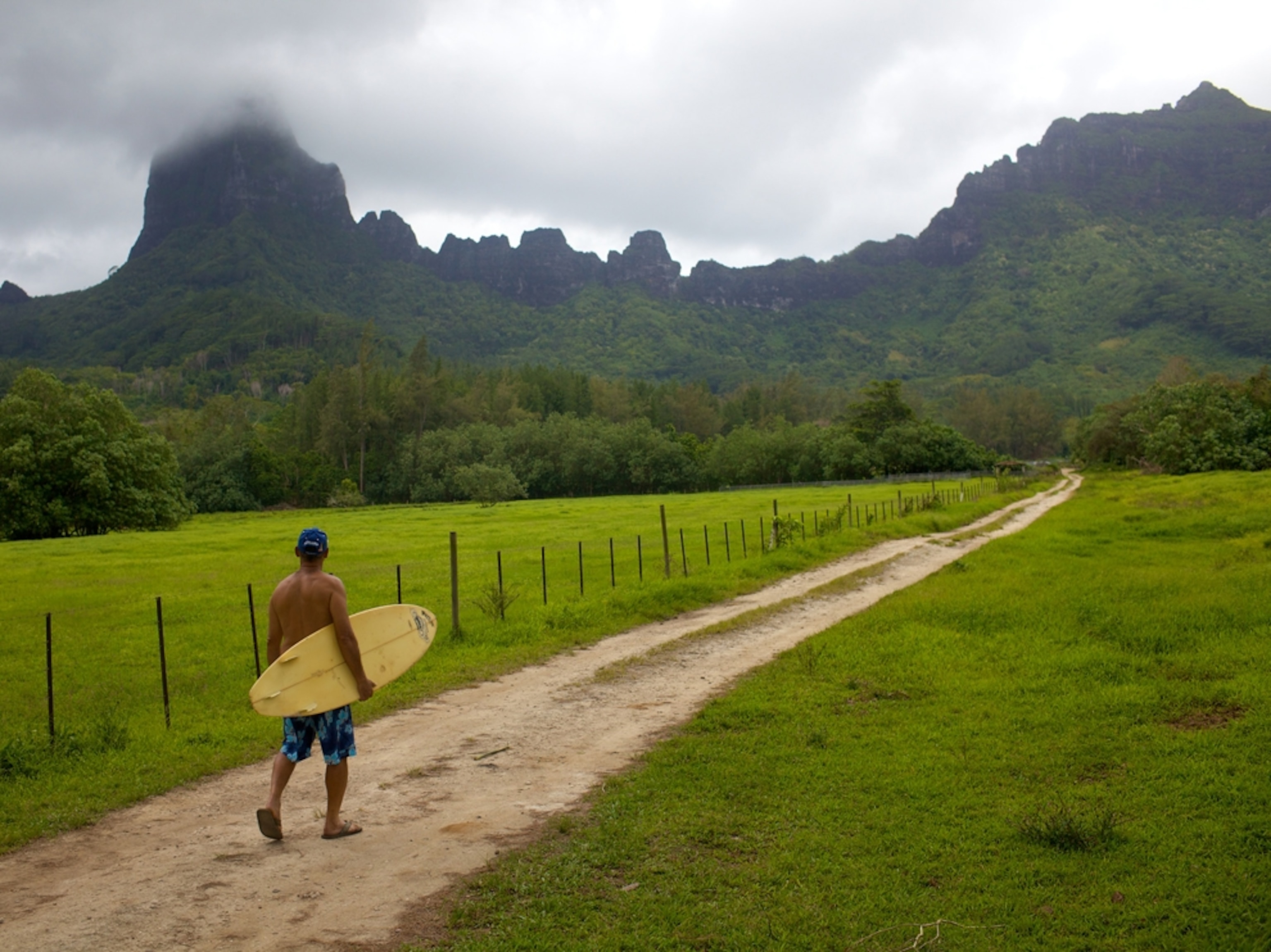 Surfer by Mount Moua Puta