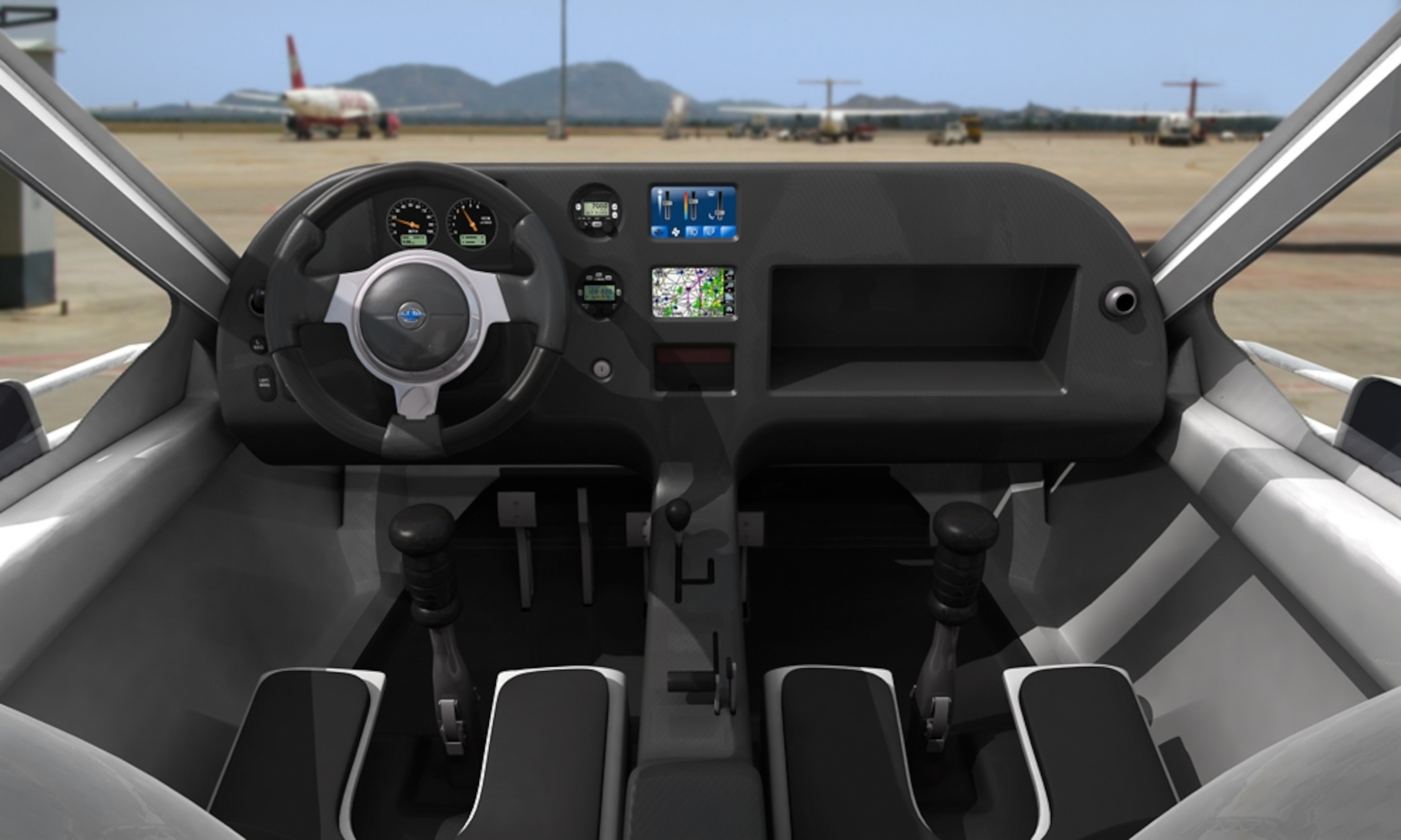 the interior of a Terrafugia Transition flying car