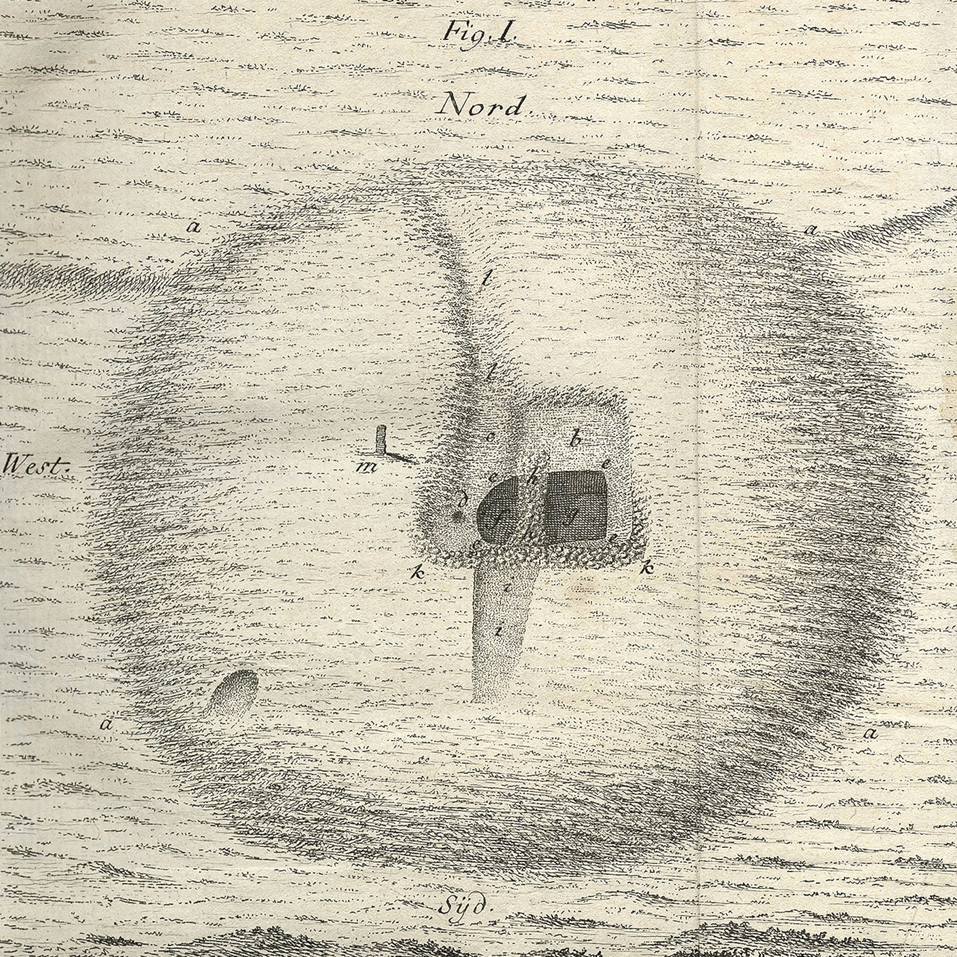 A drawing of a circular mound