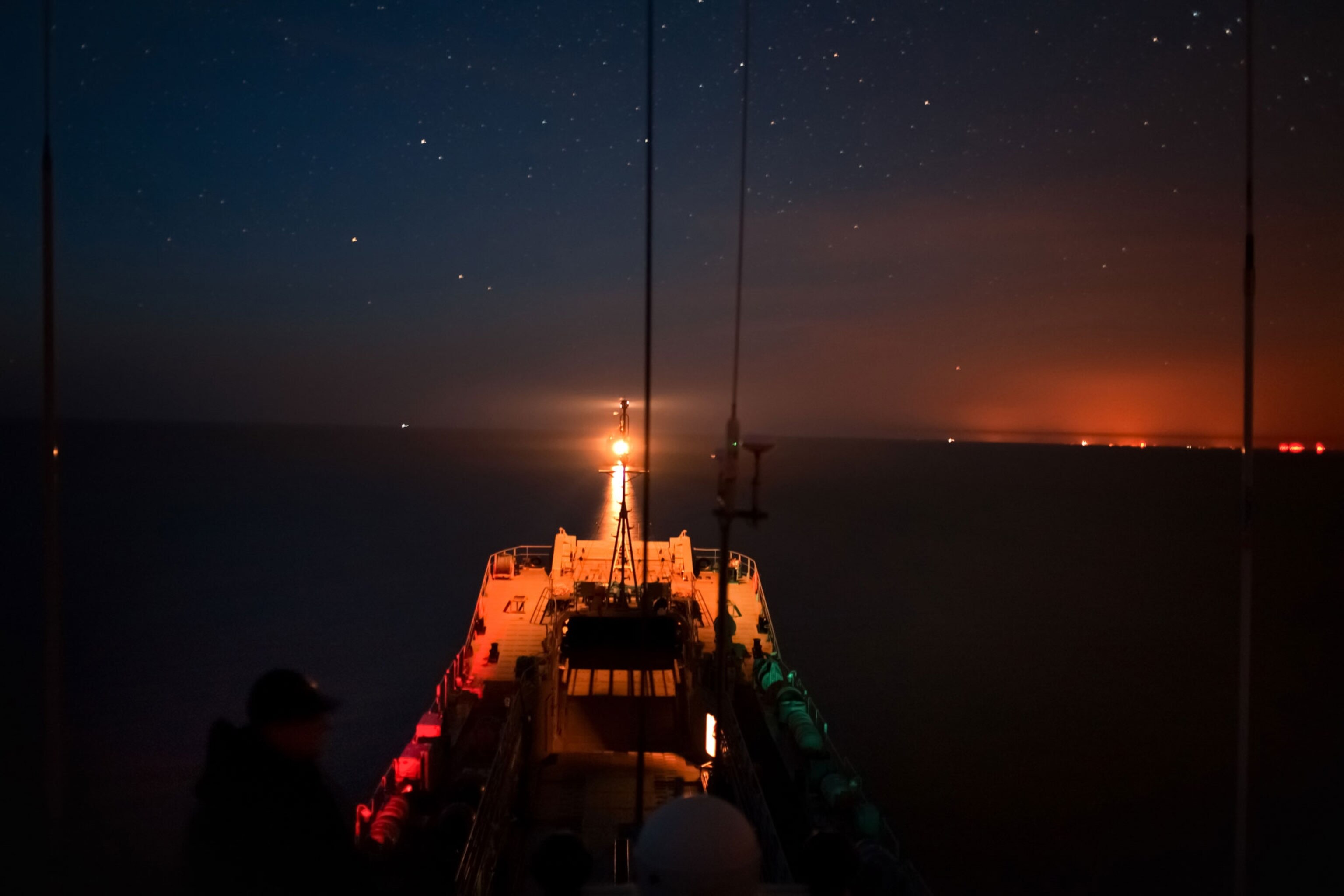 A Polish naval ship during war exercises.