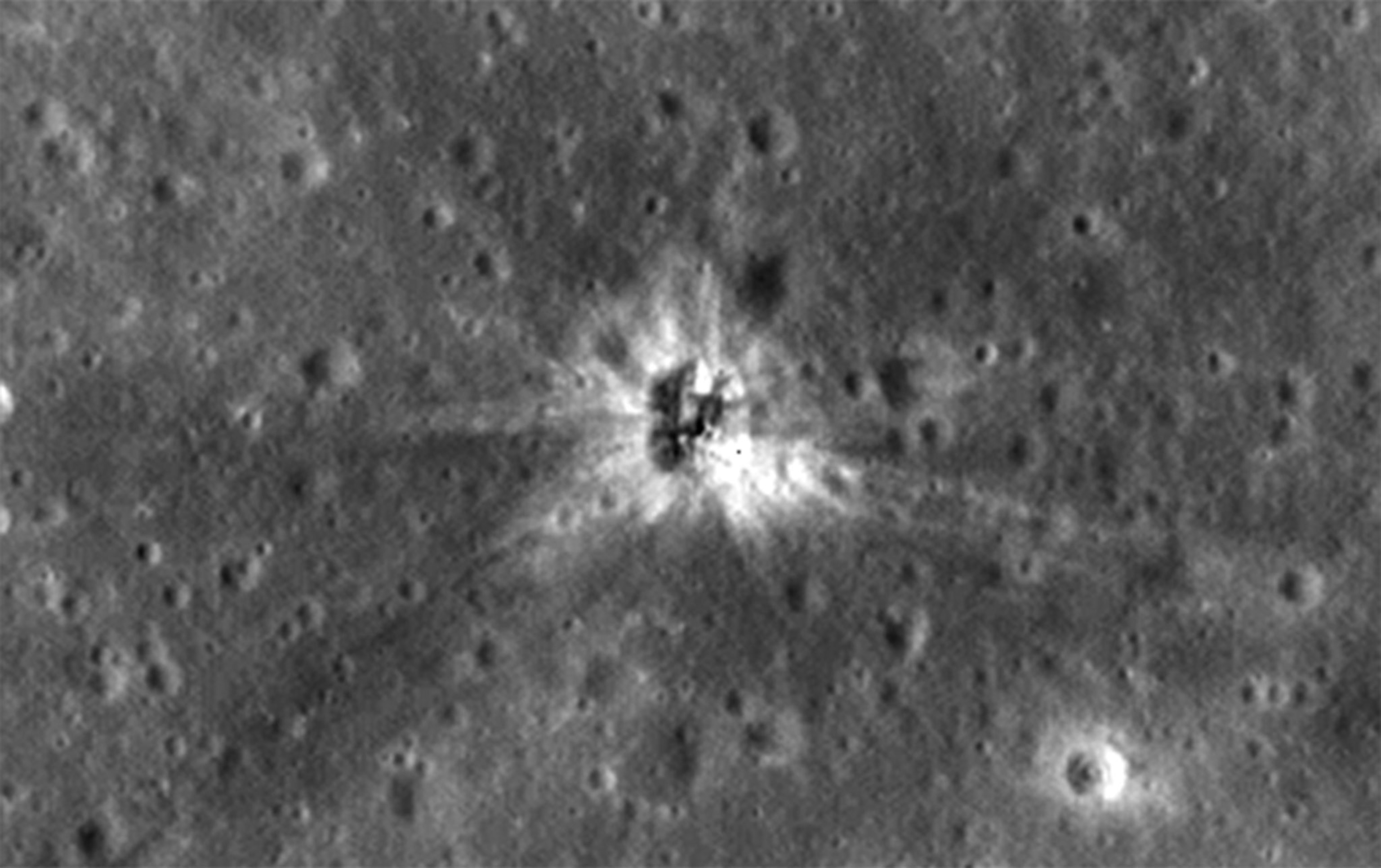 the lunar landing site of parts of Apollo 16's booster rockets