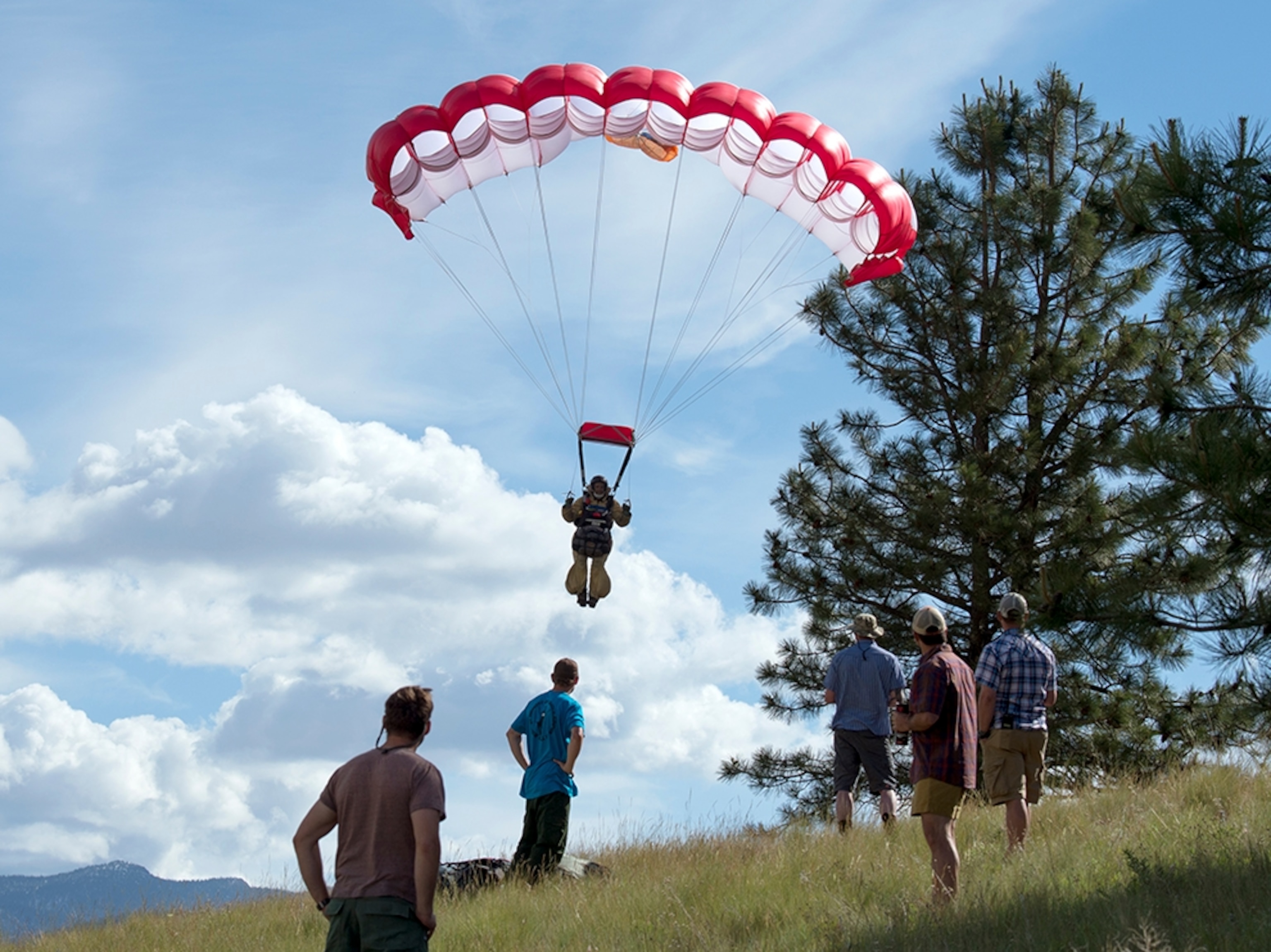 a smoke jumper parachuting in Missoula, Montana
