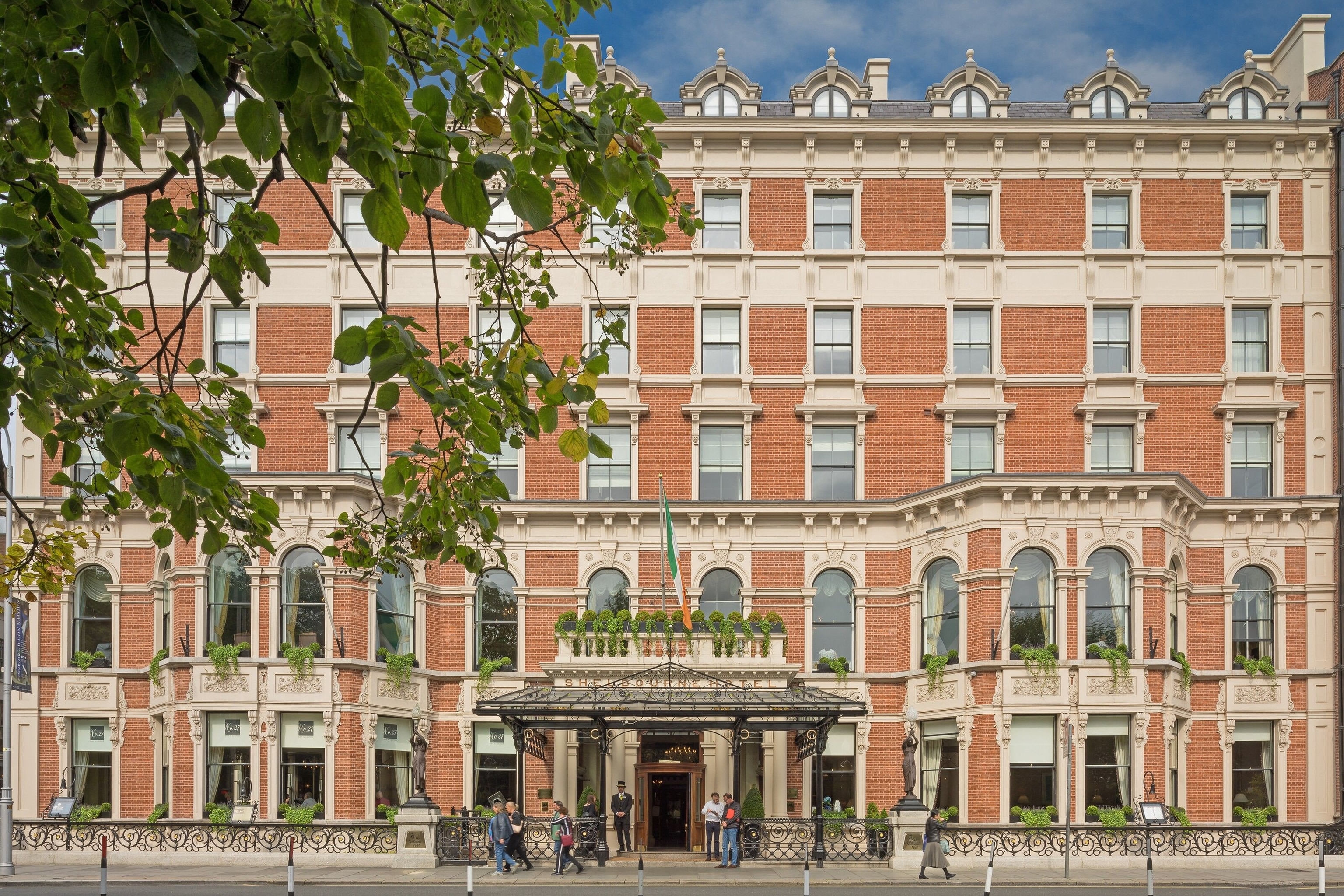 The entrance of the Shelbourne hotel