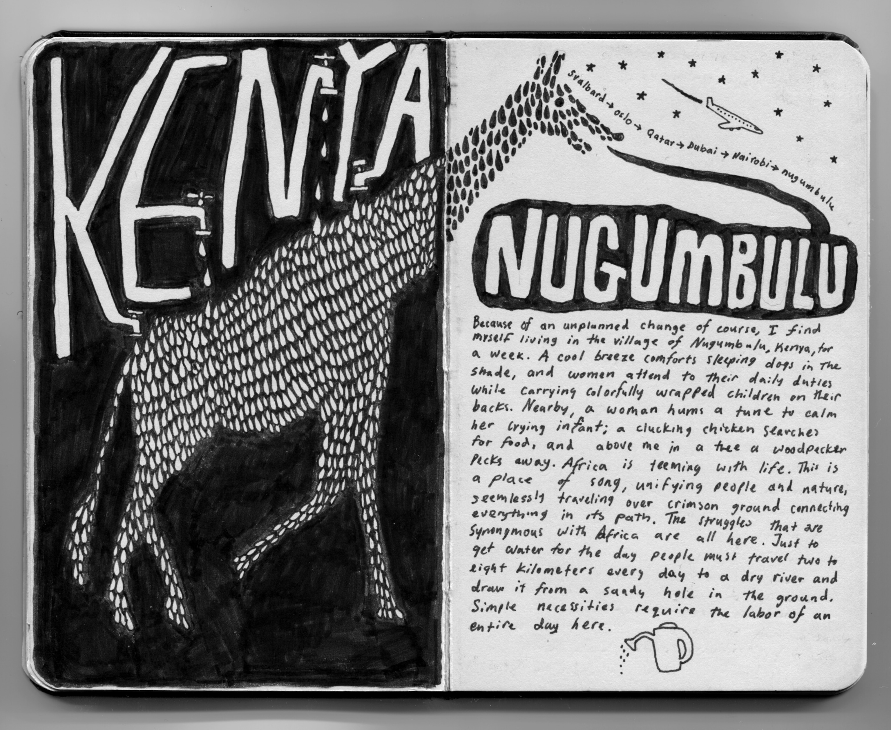 journal with giraffe illustration