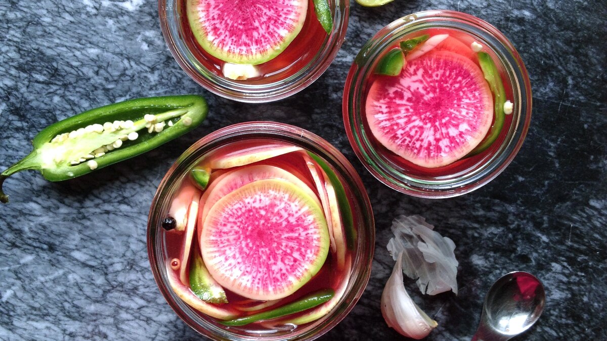 Quick Pickled Watermelon Radish