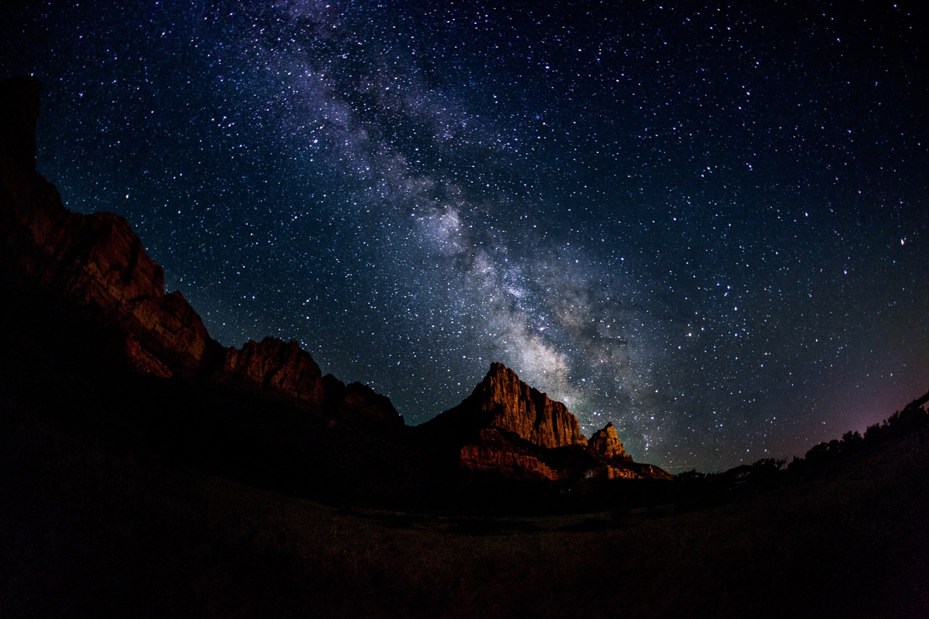 Week in Space 252 - Picture of the Milky Way galaxy over a rocky peak near Springdale, Utah