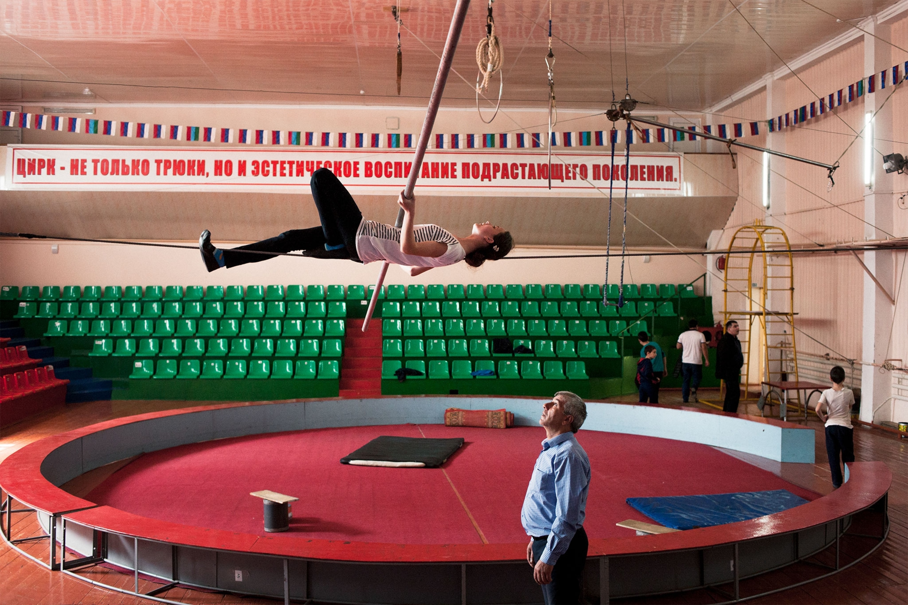 people tightrope walking in Dagestan, Russia