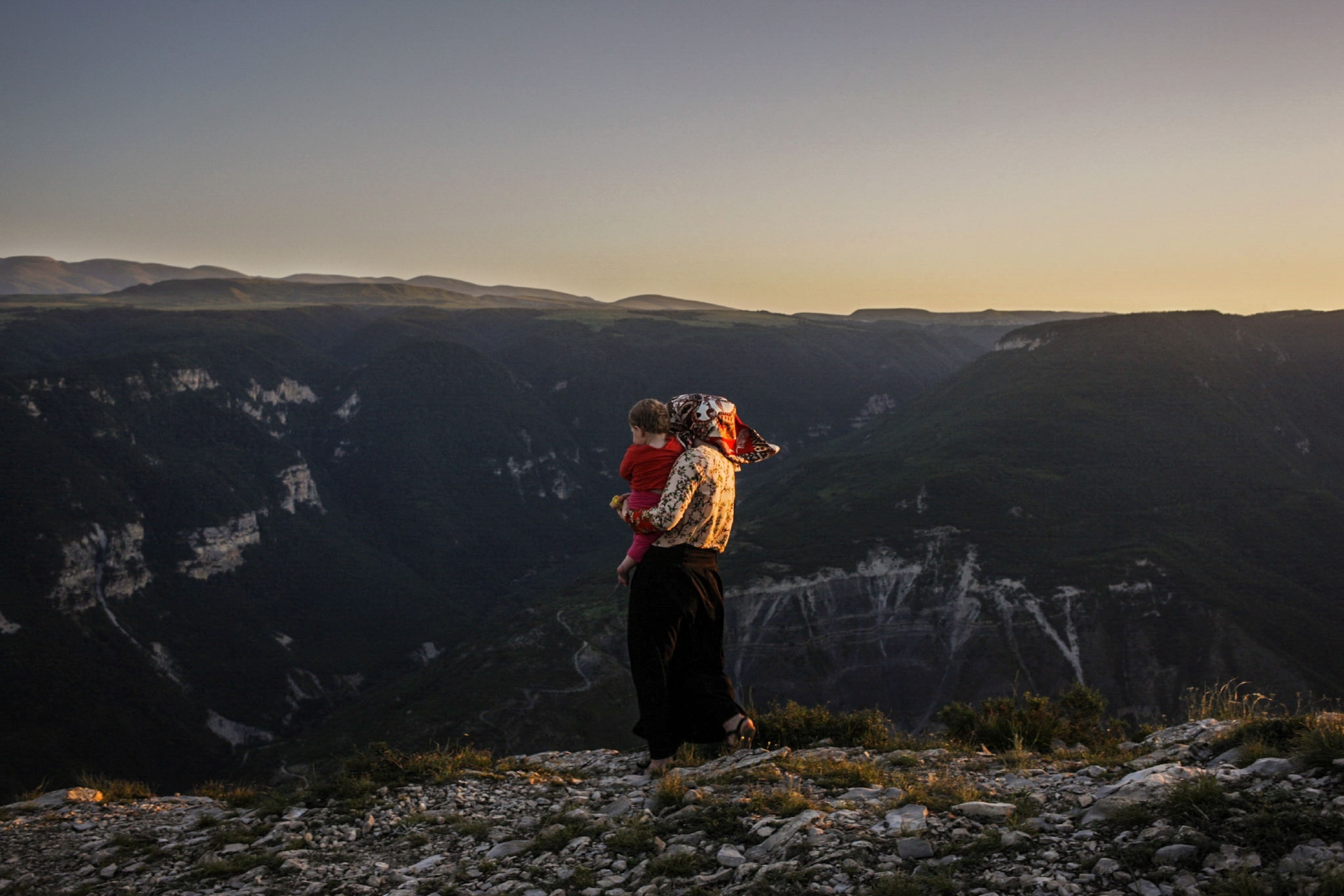 people tightrope walking in Dagestan, Russia