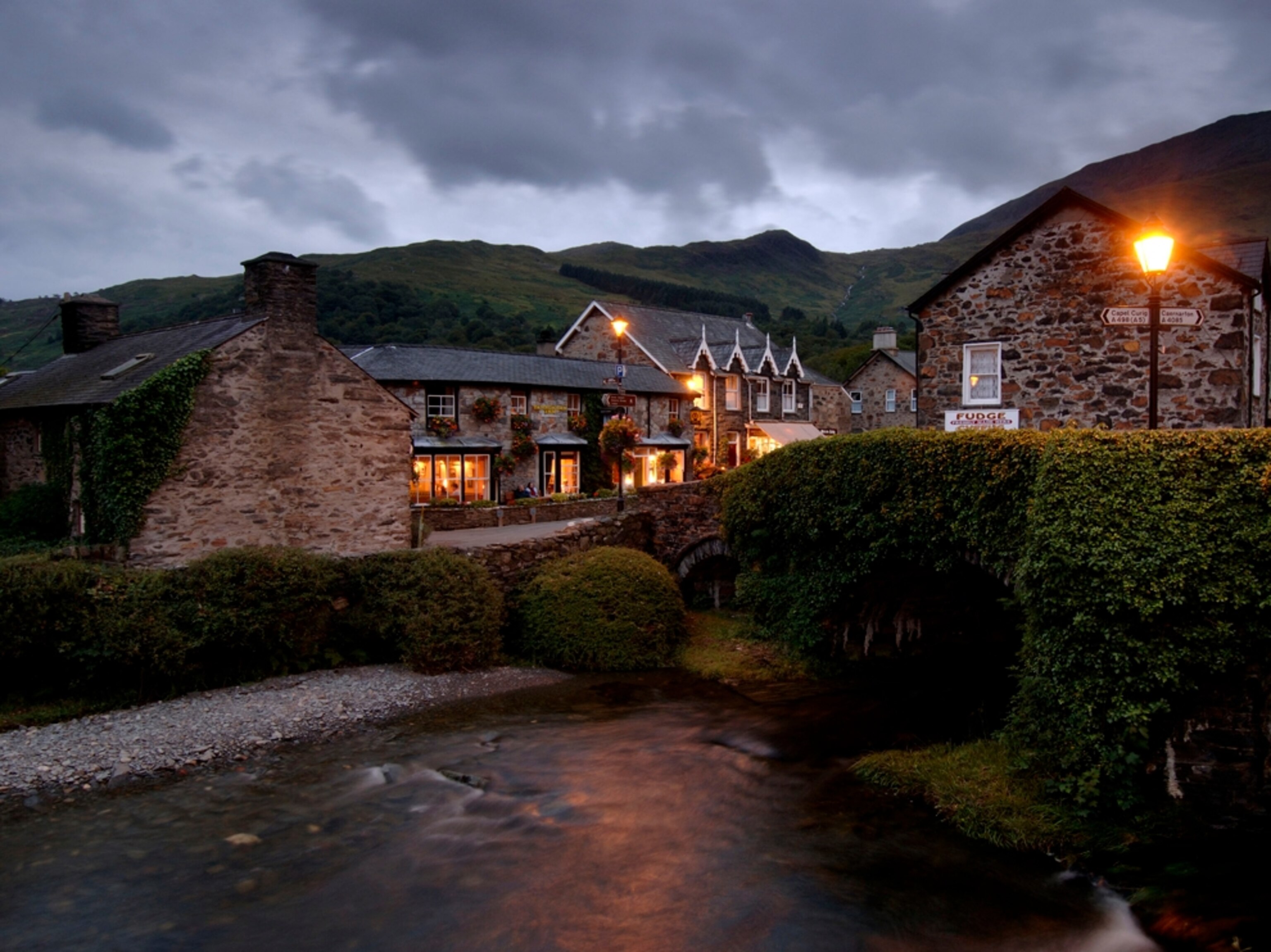 Colwyn River flowing through Beddgelert, Wales