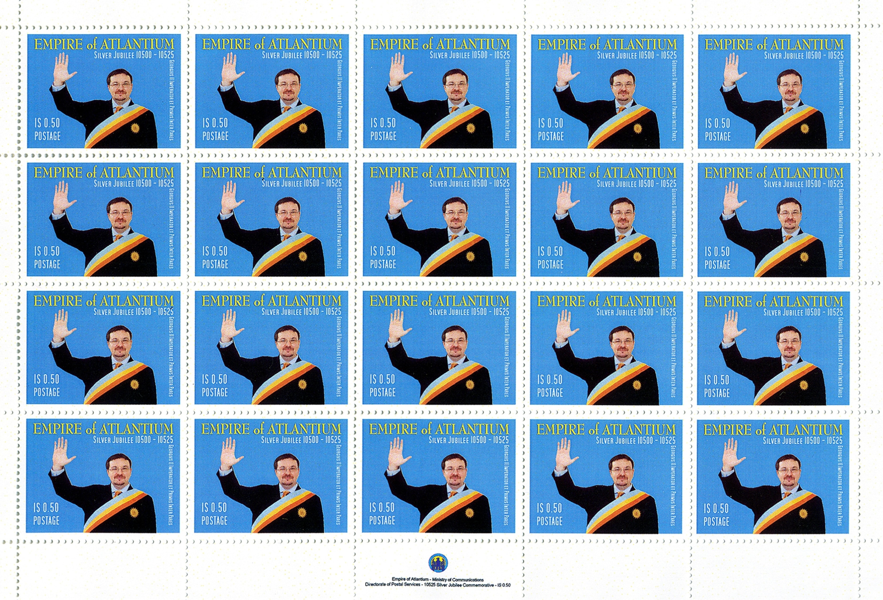 a sheet of postage stamps from the micronation of Atlantium