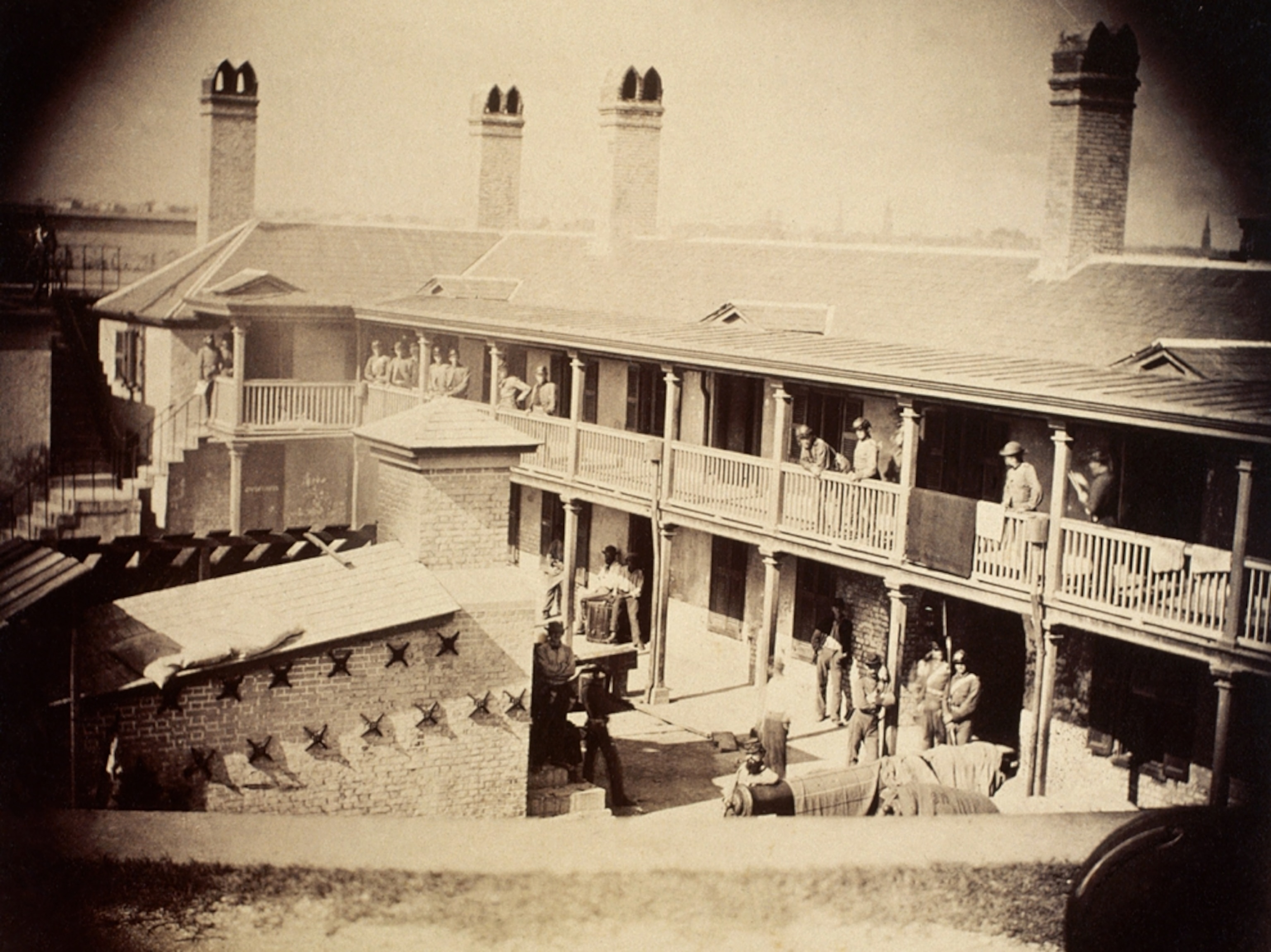 Castle Pinckney picture: Union soldiers who were taken prisoner during the First Battle of Bull Run in 1861 stand inside the island fortress in Charleston, South Carolina’s harbor, for a gallery on former U.S. National Parks