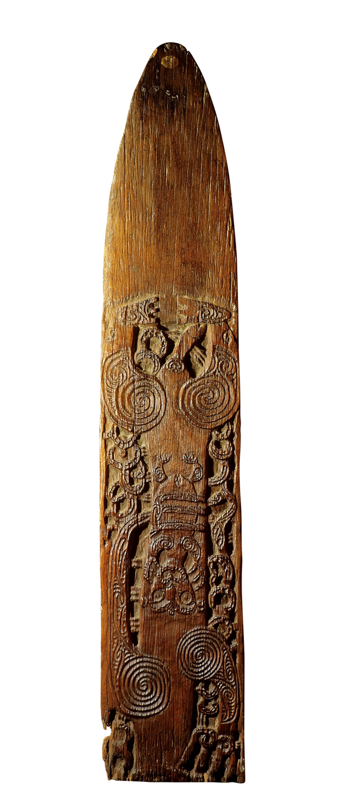A Pahū tree gong carved from the side of a hollow tree.