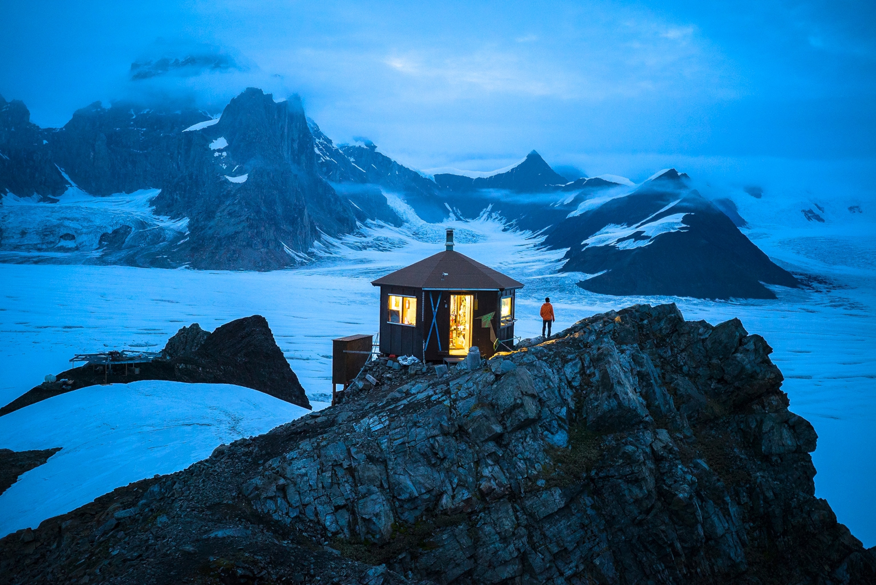 mountain hut on Ruth Glacier, Denali National Park