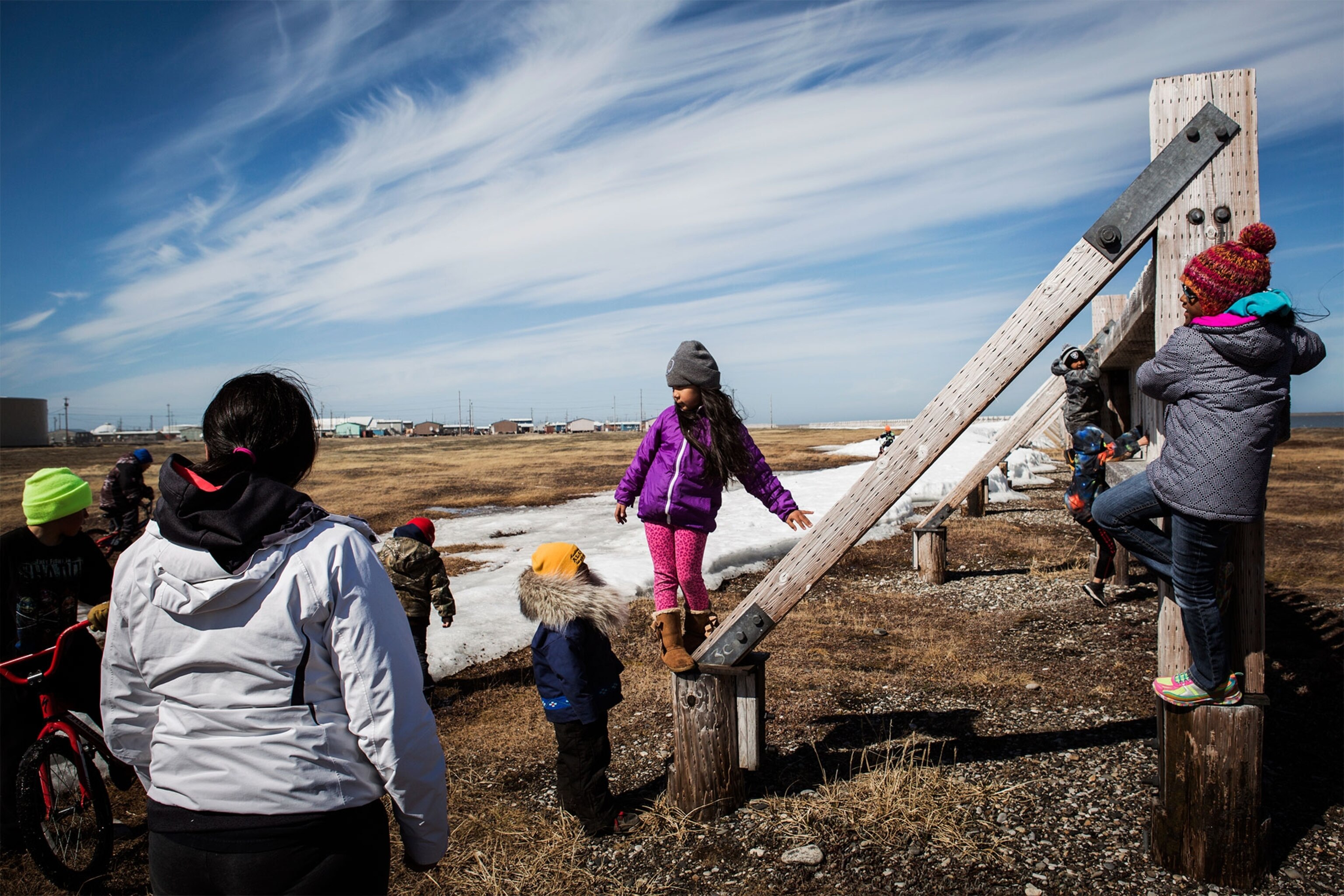 kids playing outside in Alaska
