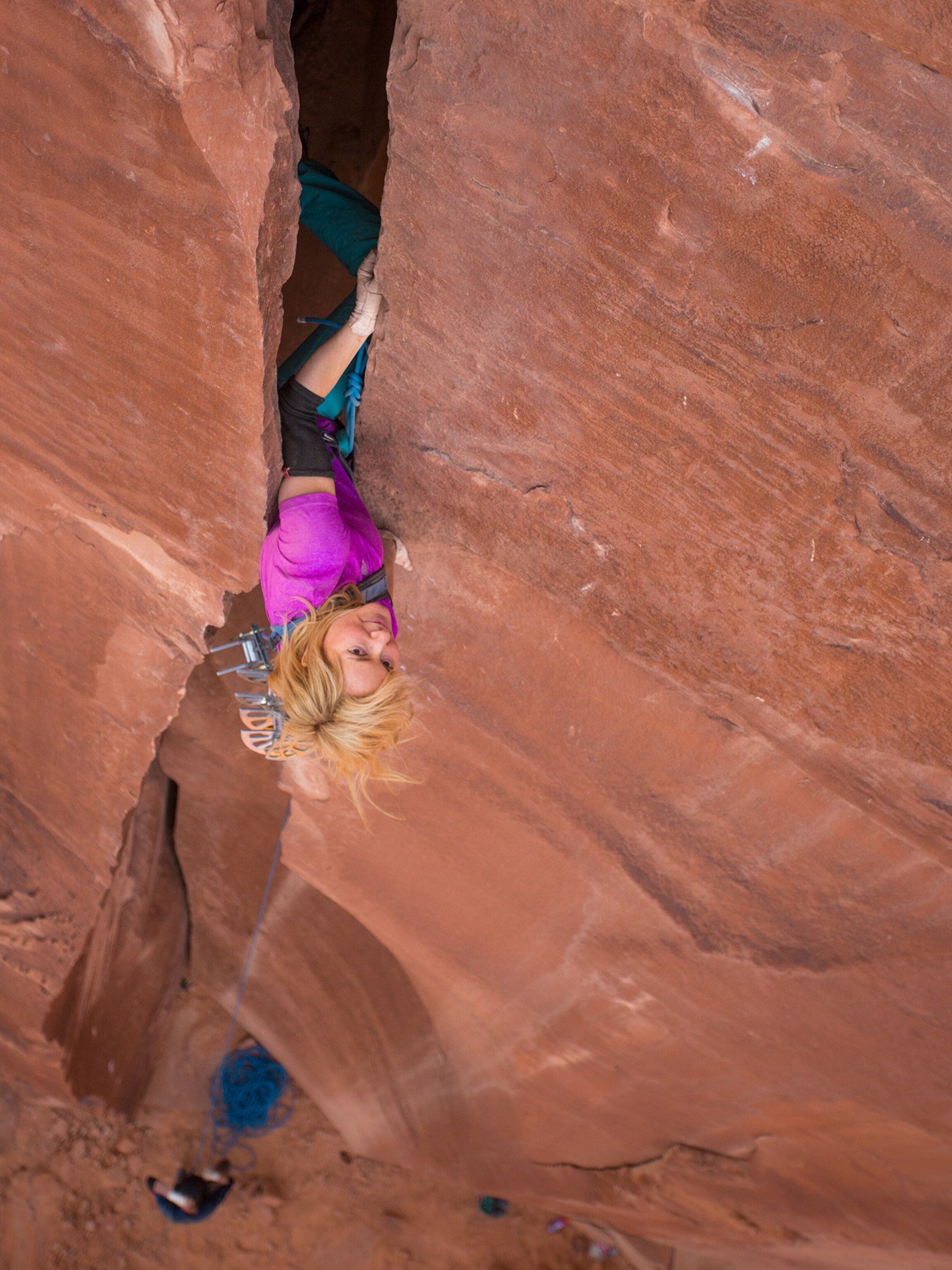 a climber climbing near Moab, Utah