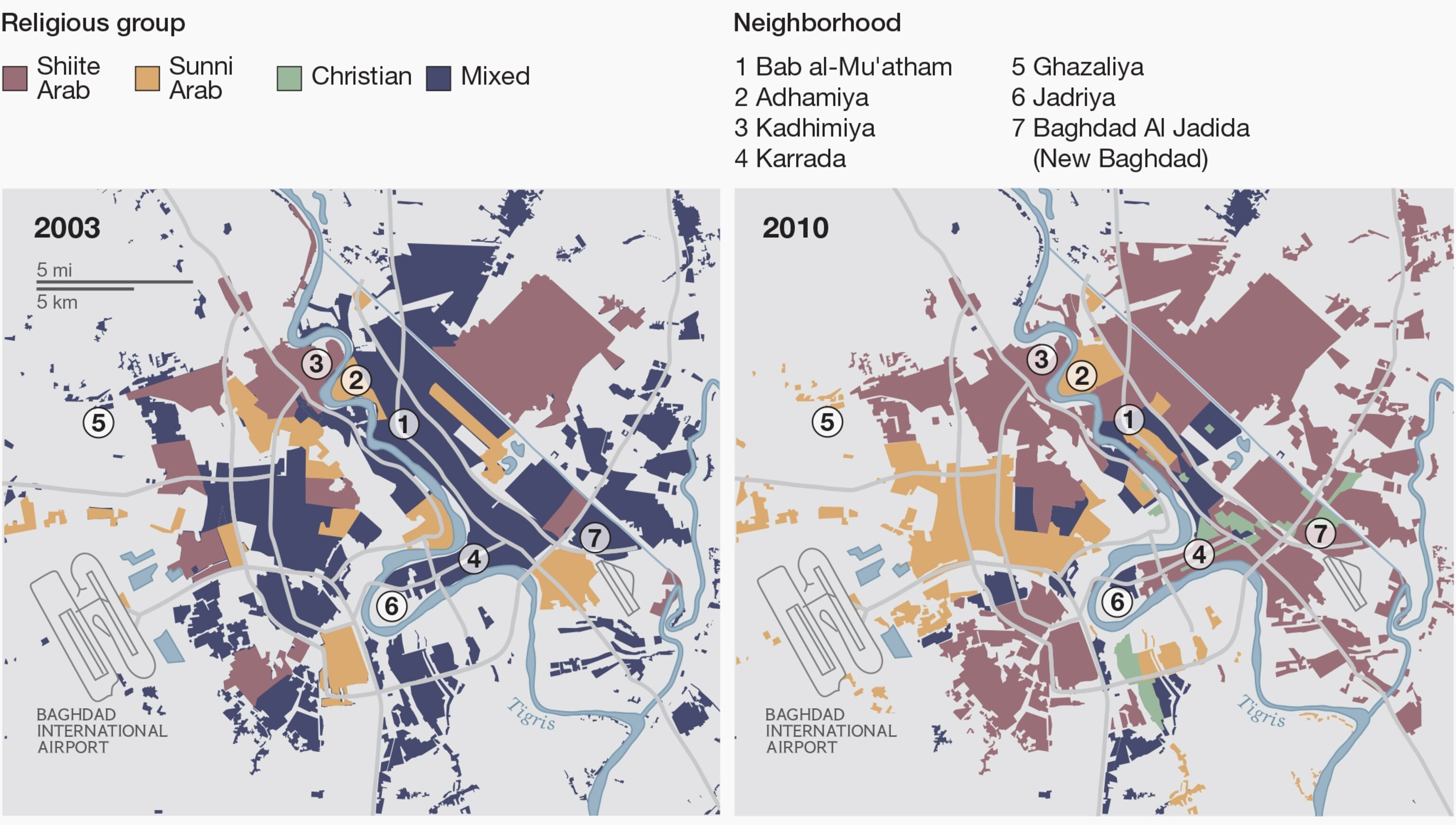 Map of the neighborhoods in Iraq