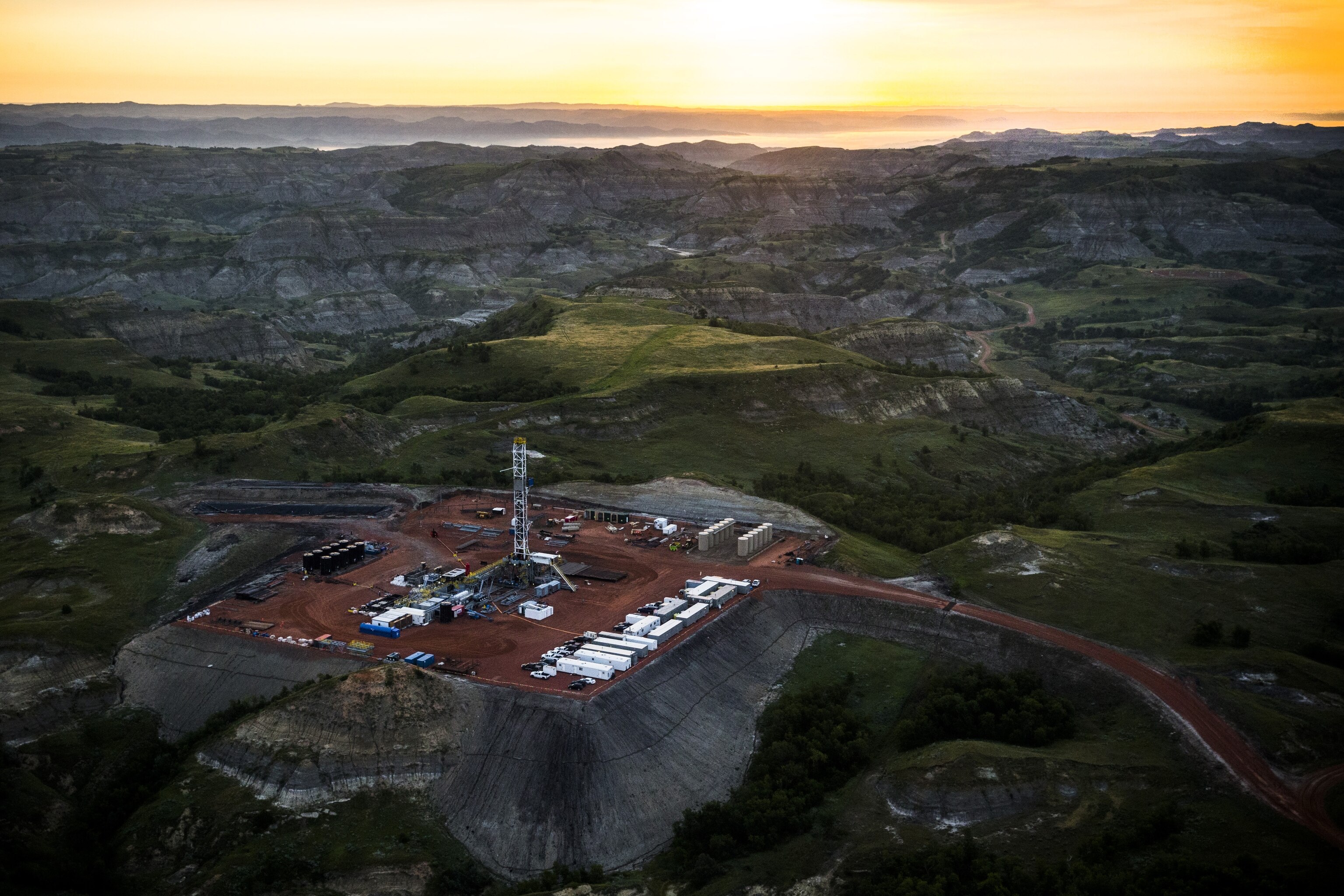 an oil drilling rig in North Dakota.