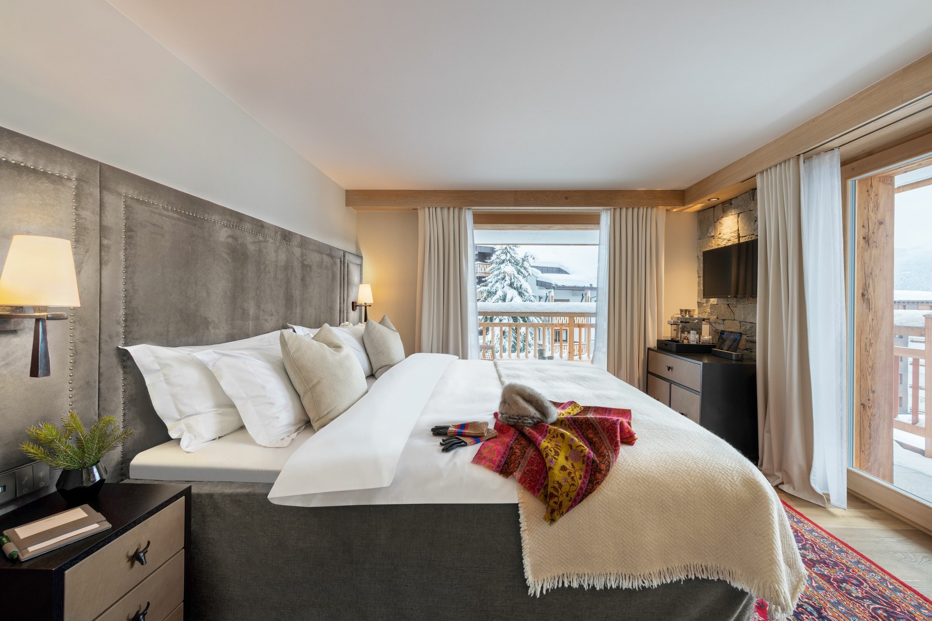 Hotel room with emporer-size beds