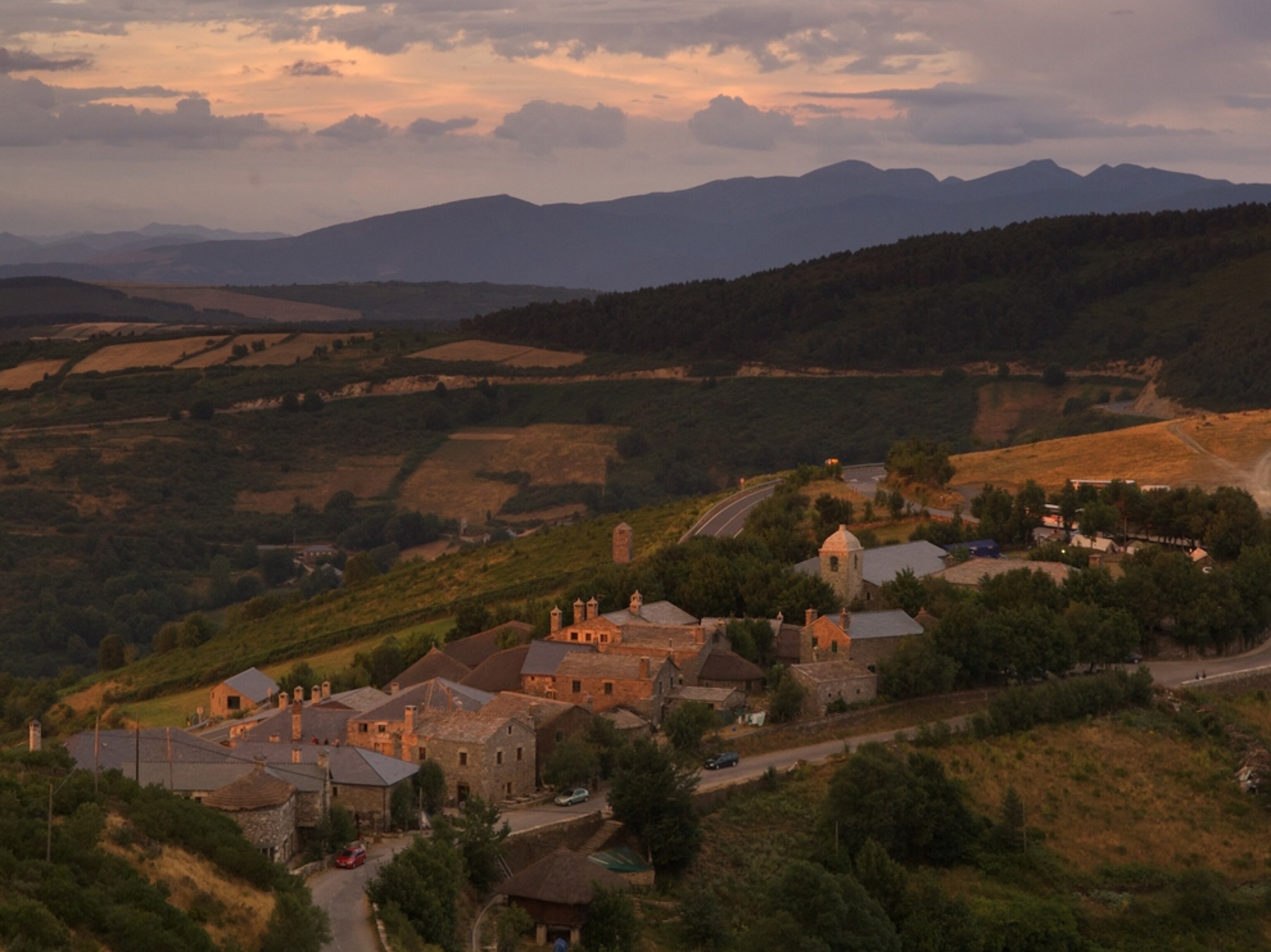the view of the little village of O Cebreiro, Galicia