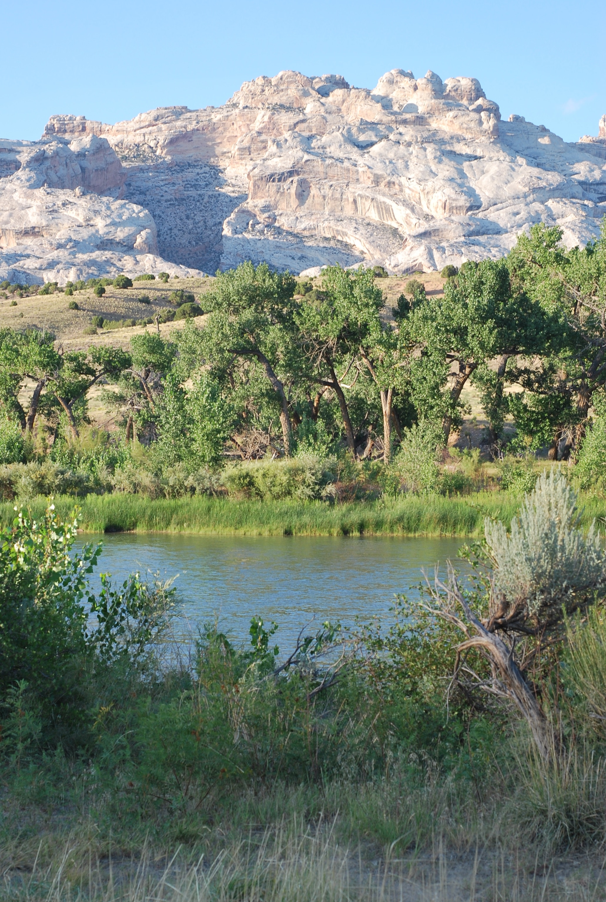 The first time I visited Dinosaur National Monument, I woke up to see the sun hit this Permian formation across the Green River. Photo by Brian Switek.