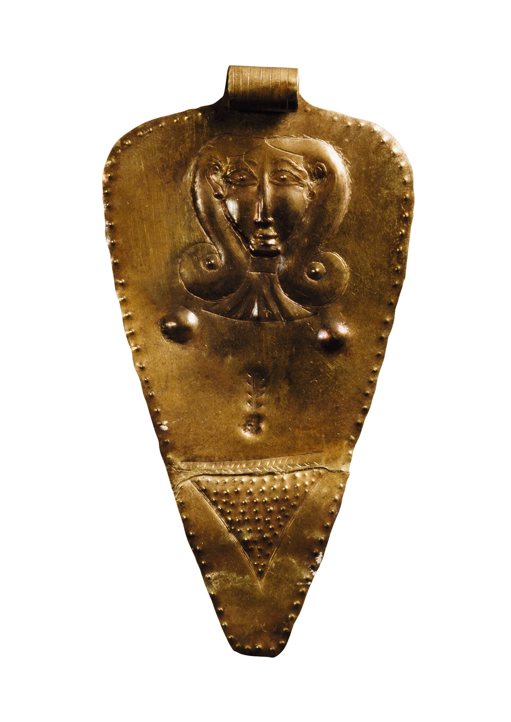 A gold pendant that may represent the Canaanite-Phoenician goddess Astarte.