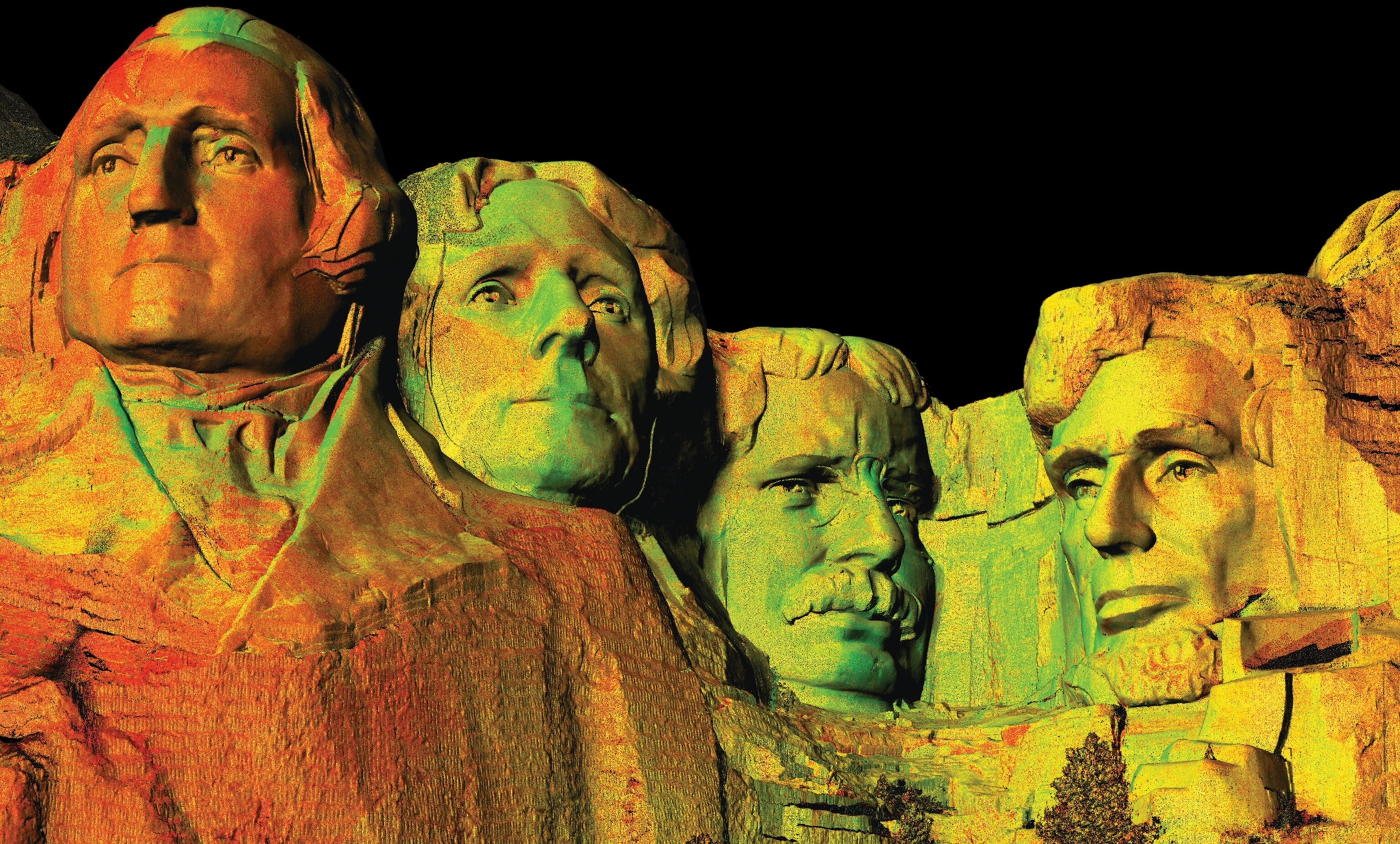 a point cloud being generated on Mount Rushmore