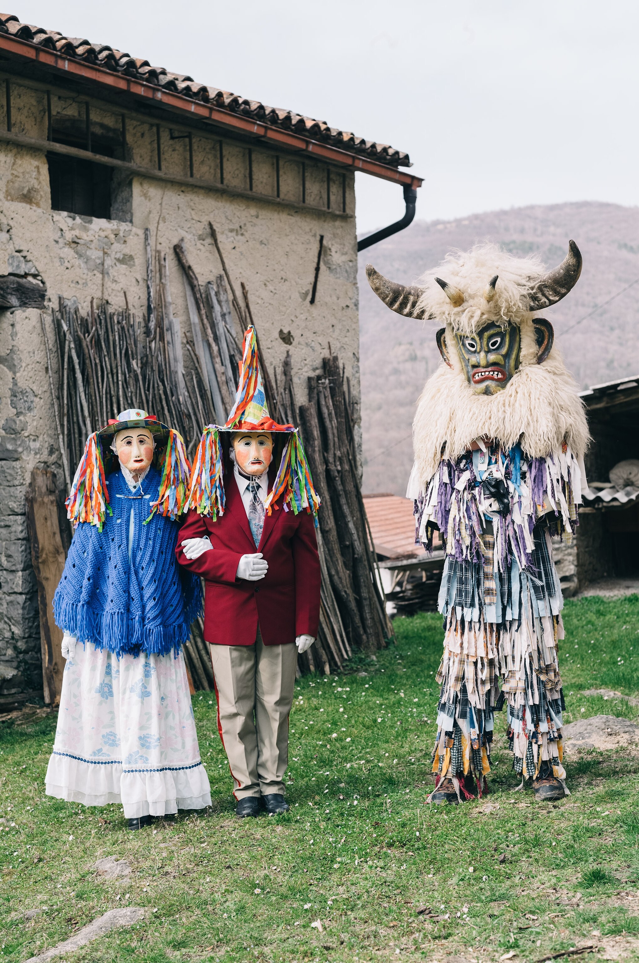 the beautiful characters, a married couple, at Shrovetide in Slovenia