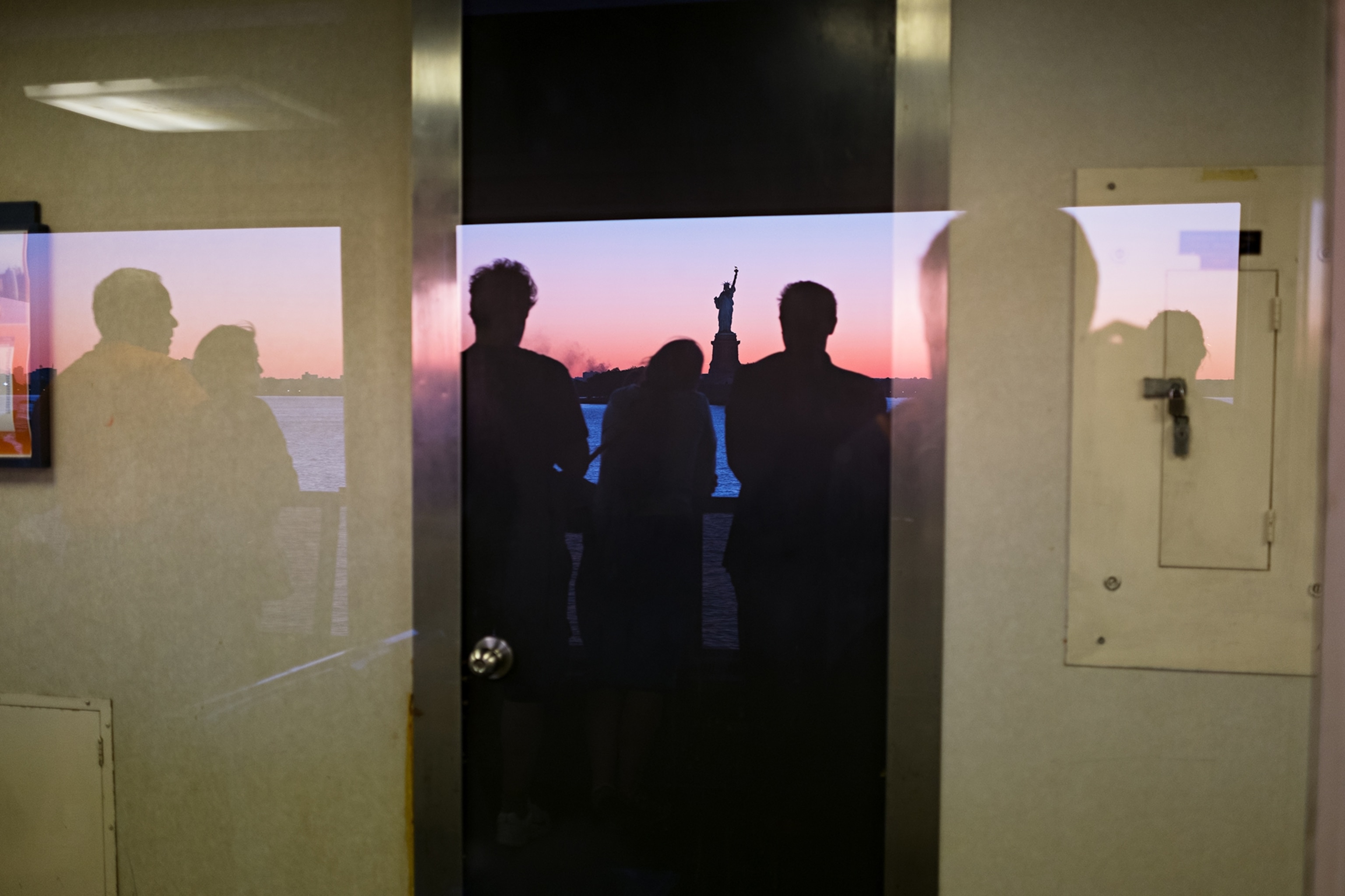 a view from the Staten Island Ferry in New York