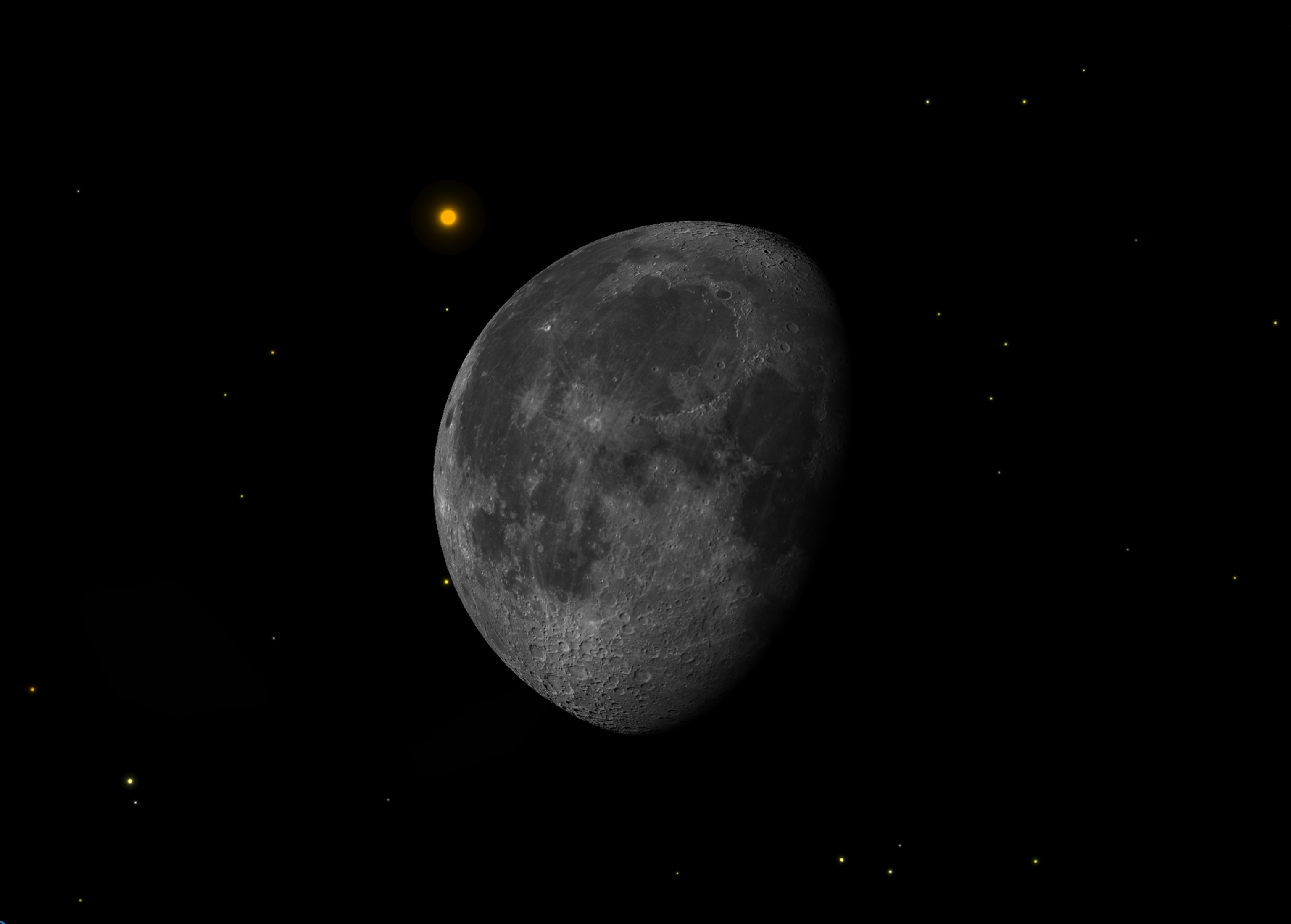simulated telescope view shows the star Aldebaran a few minutes before the moon occults