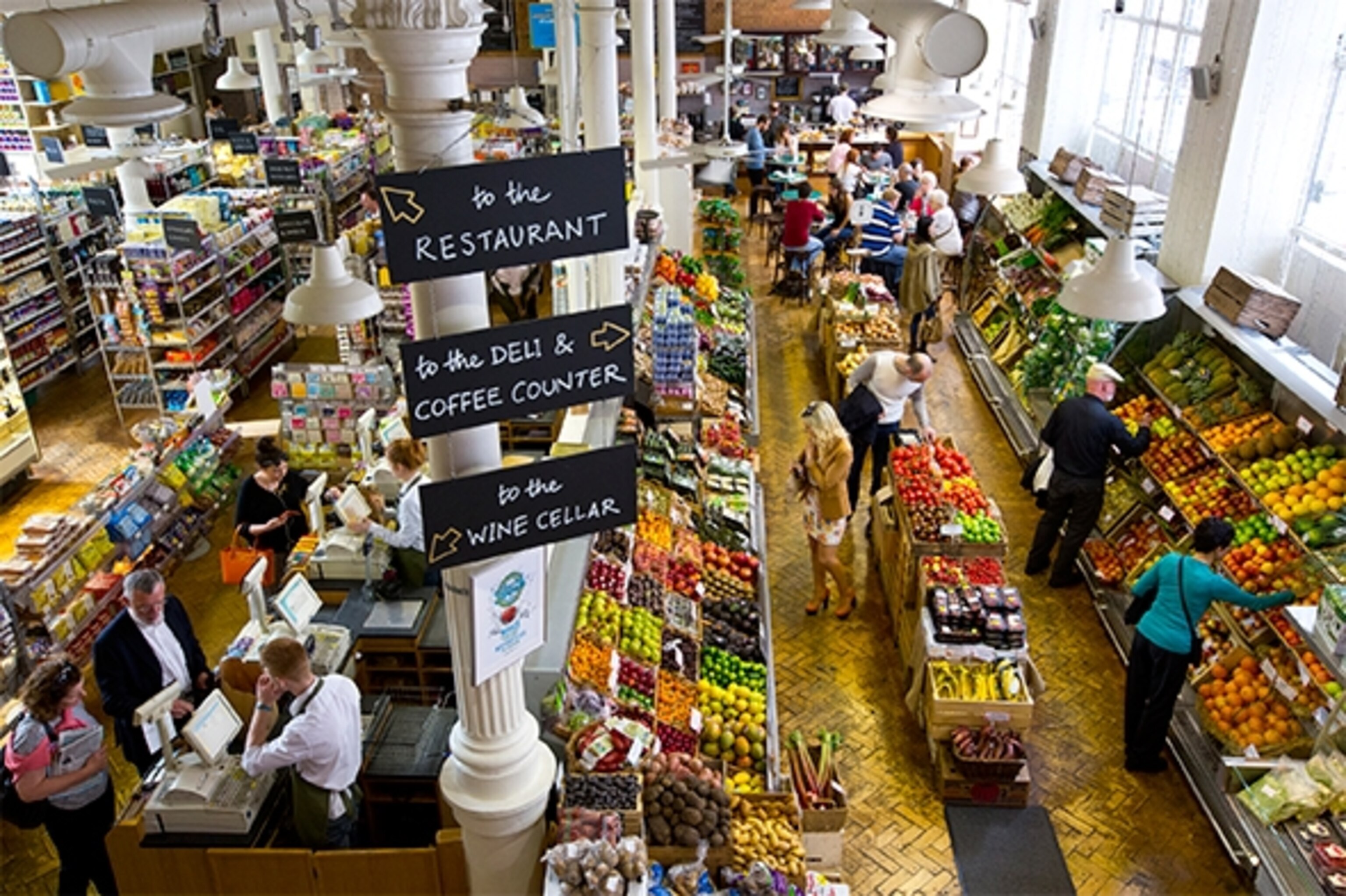 The food hall at Fallon & Byrne is a favourite with locals seeking carefully curated food, such as artisan chocolates, exotic salts, and organic fruits and veggies. Housed in a former telephone exchange building, it was converted to a food hall in 2006. (Photograph by Catherine Karnow)