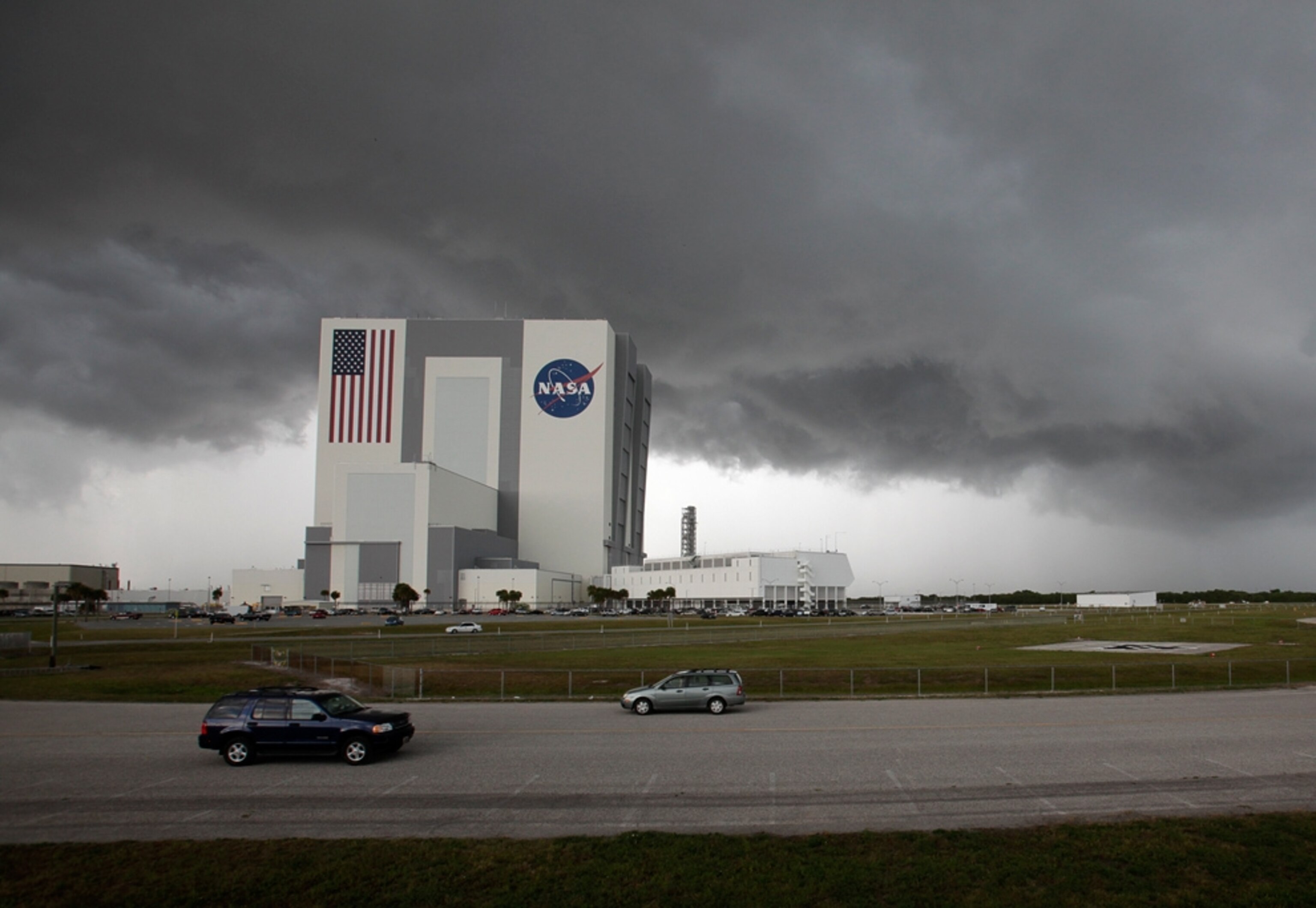 clouds over the Vehicle Assembly Building at Kennedy Space Center in Florida