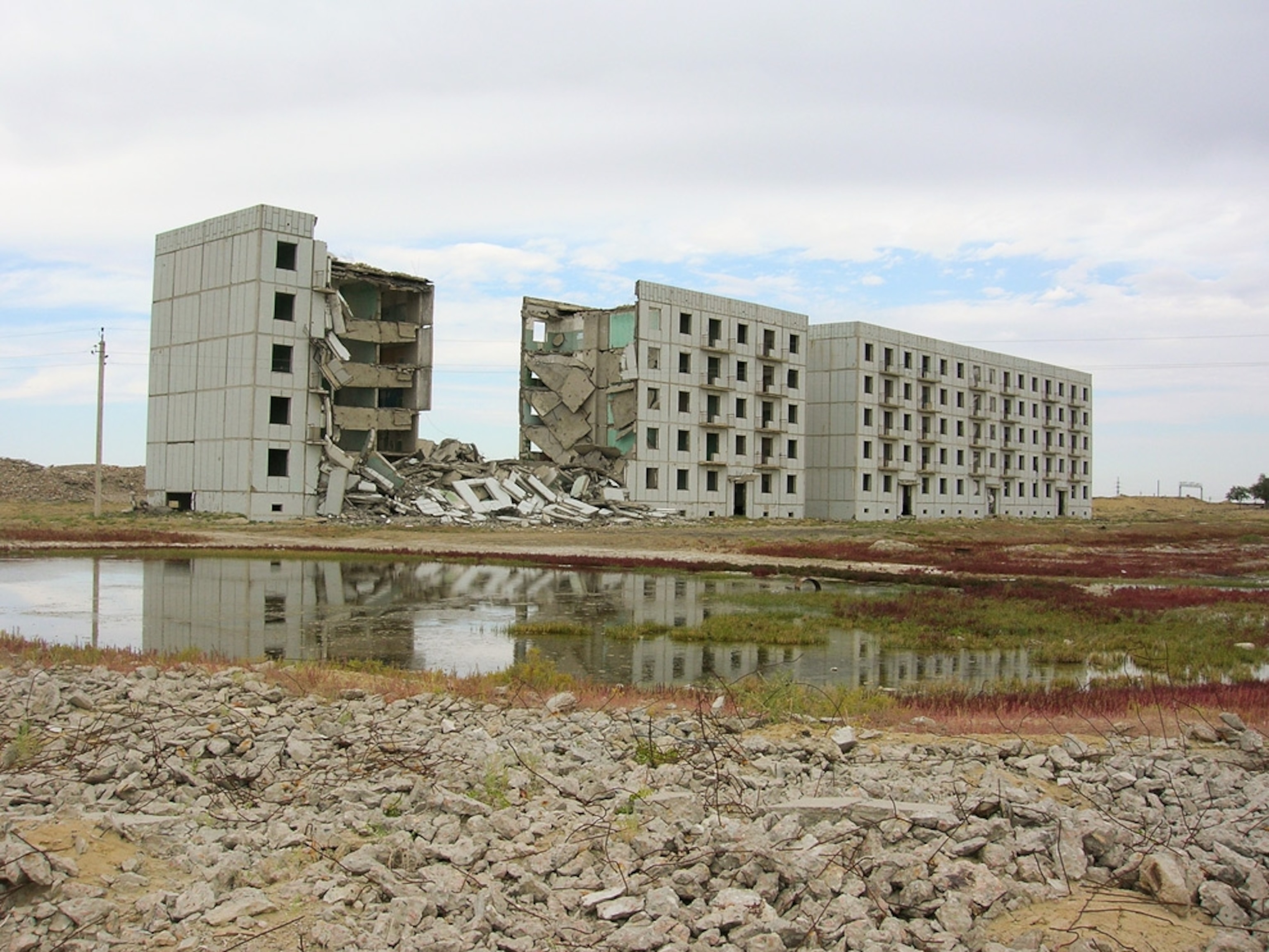Abandoned military barracks crumbling