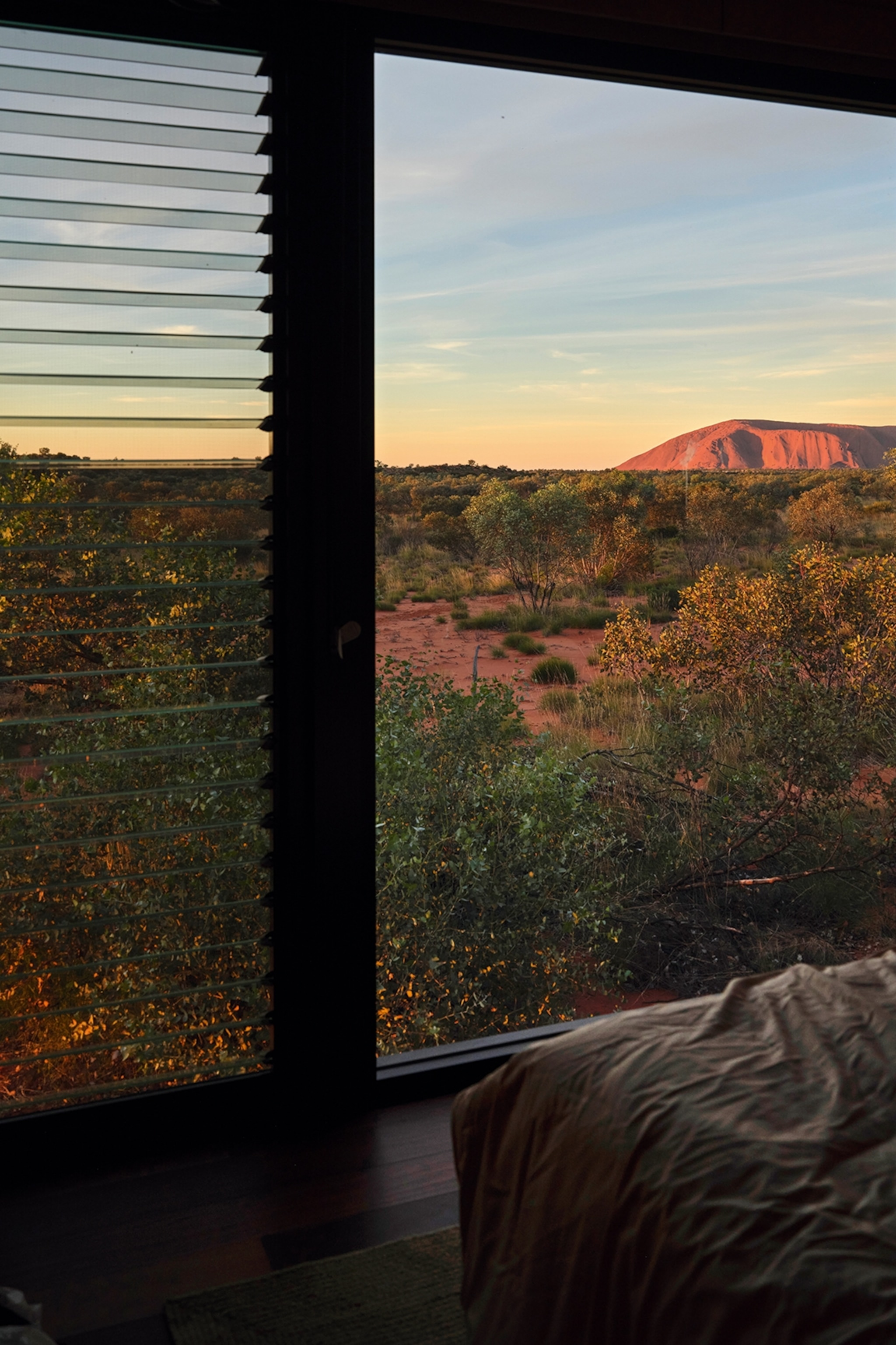 The view from an eco-camp lodge in the Australian Outback.