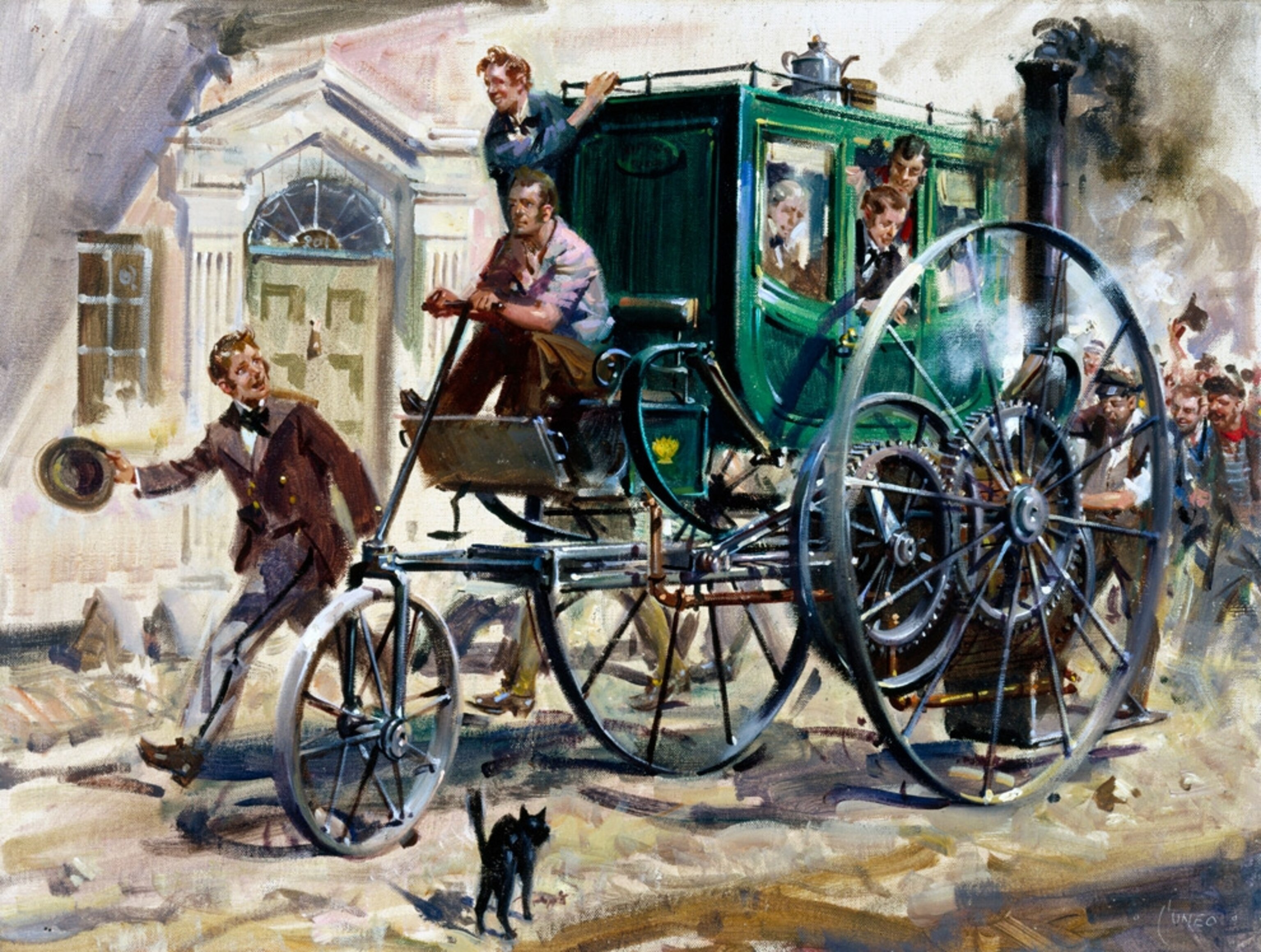 Oil painting of the London Steam Carriage