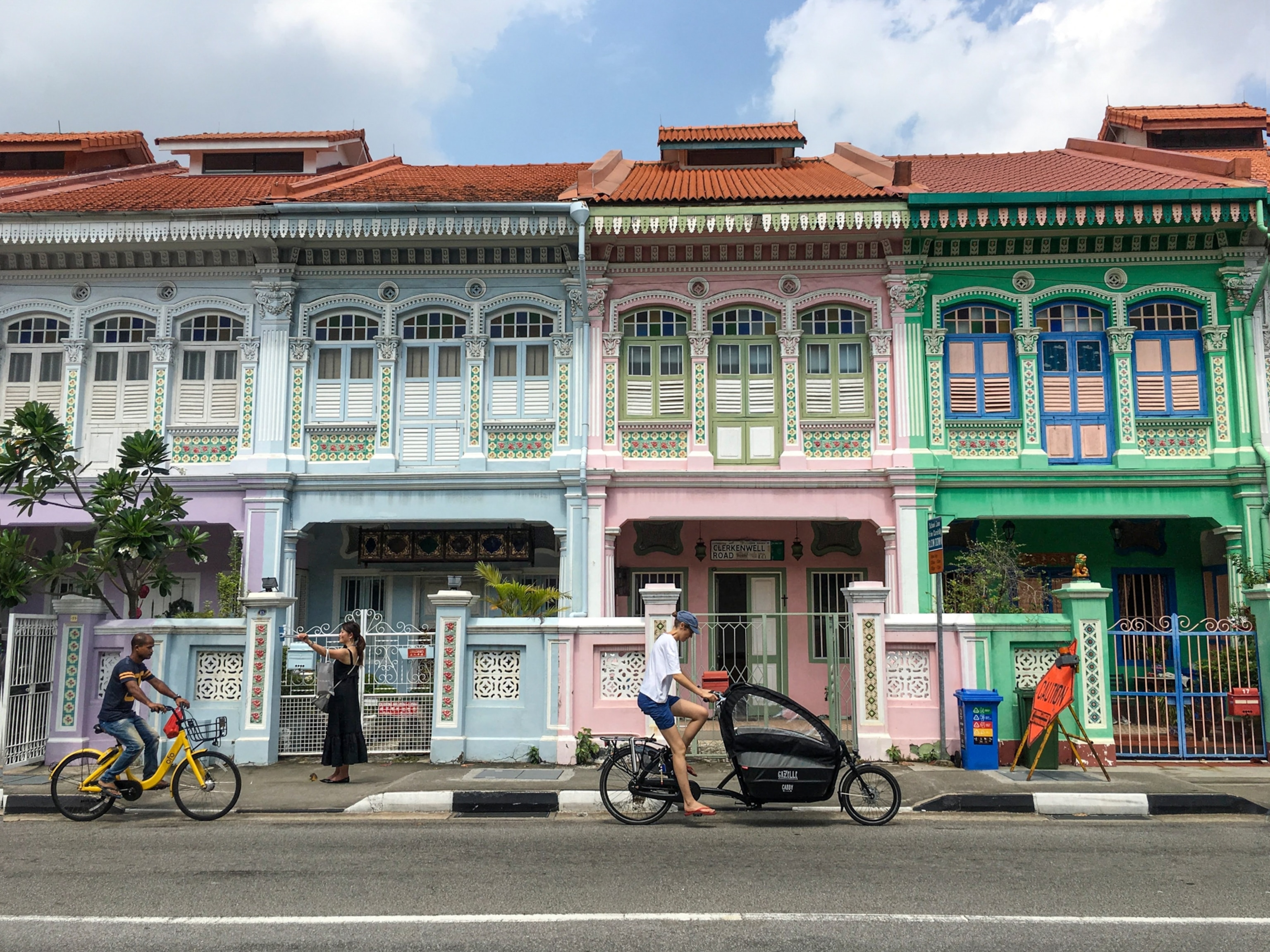 Colorful Peranakan terrace houses on Koon Seng Road, in Joo Chiat, Singapore.