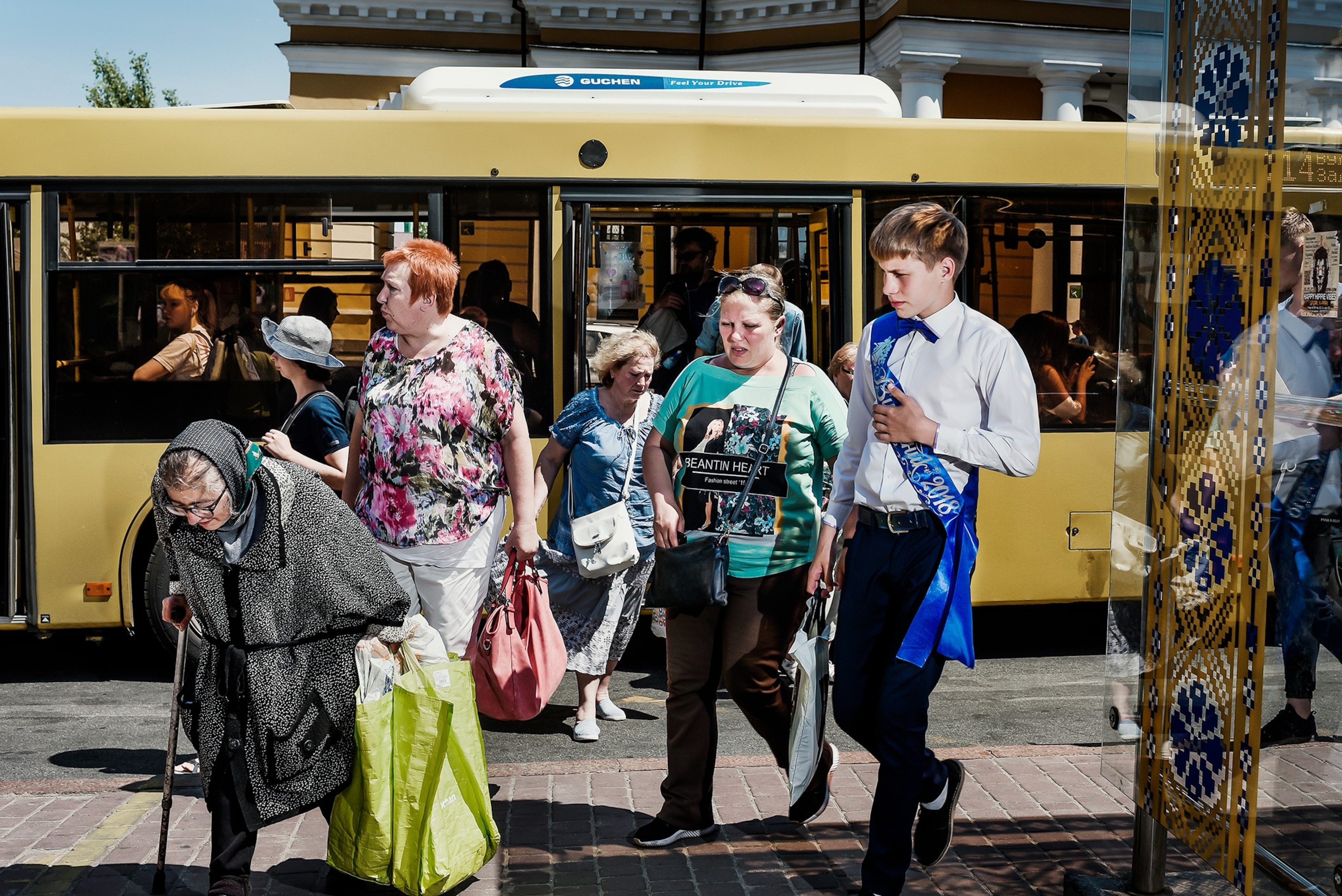 a student walking around Kiev after the last day of school in Kiev, Ukraine