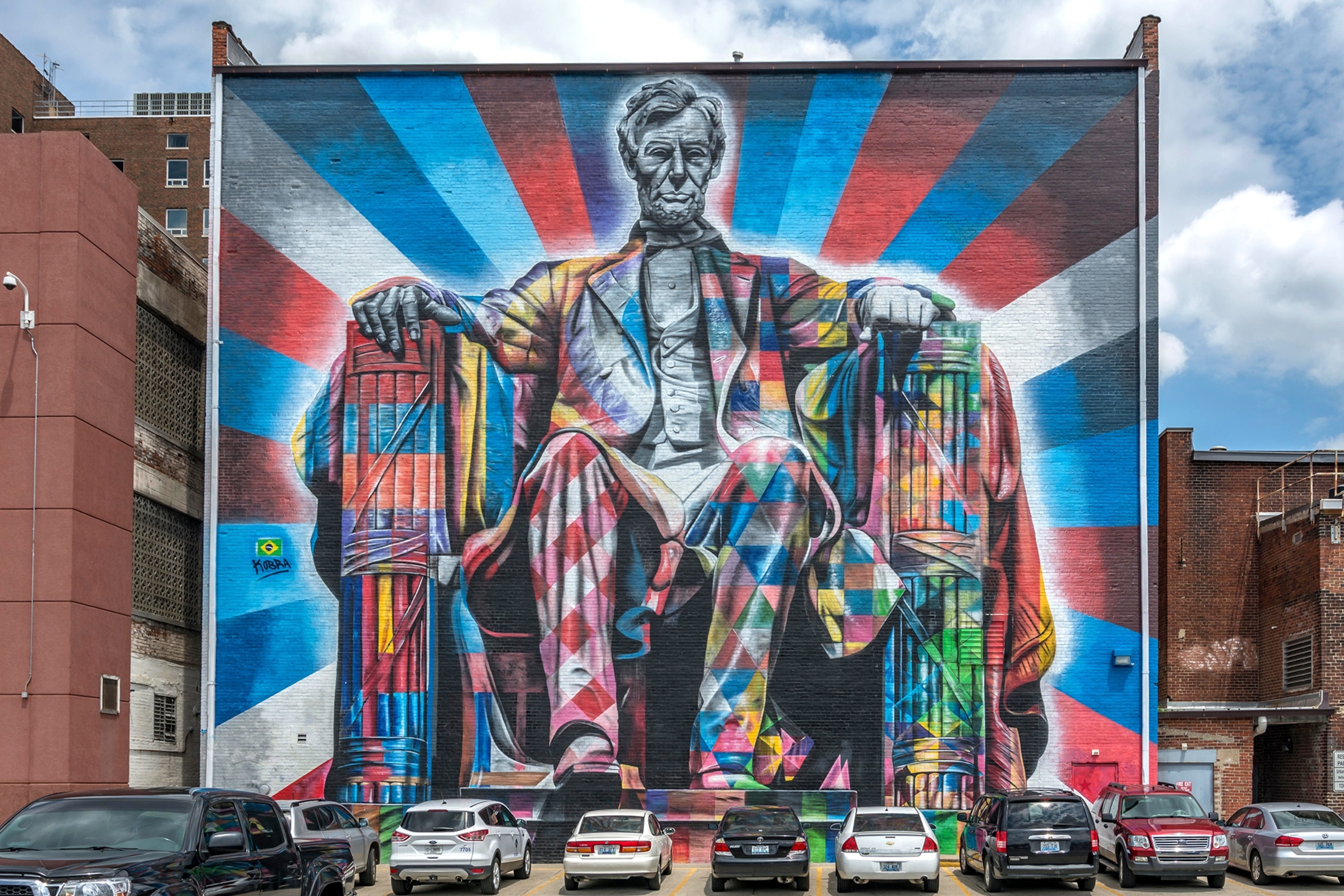 a painted mural of Abraham Lincoln in Lexington, Kentucky