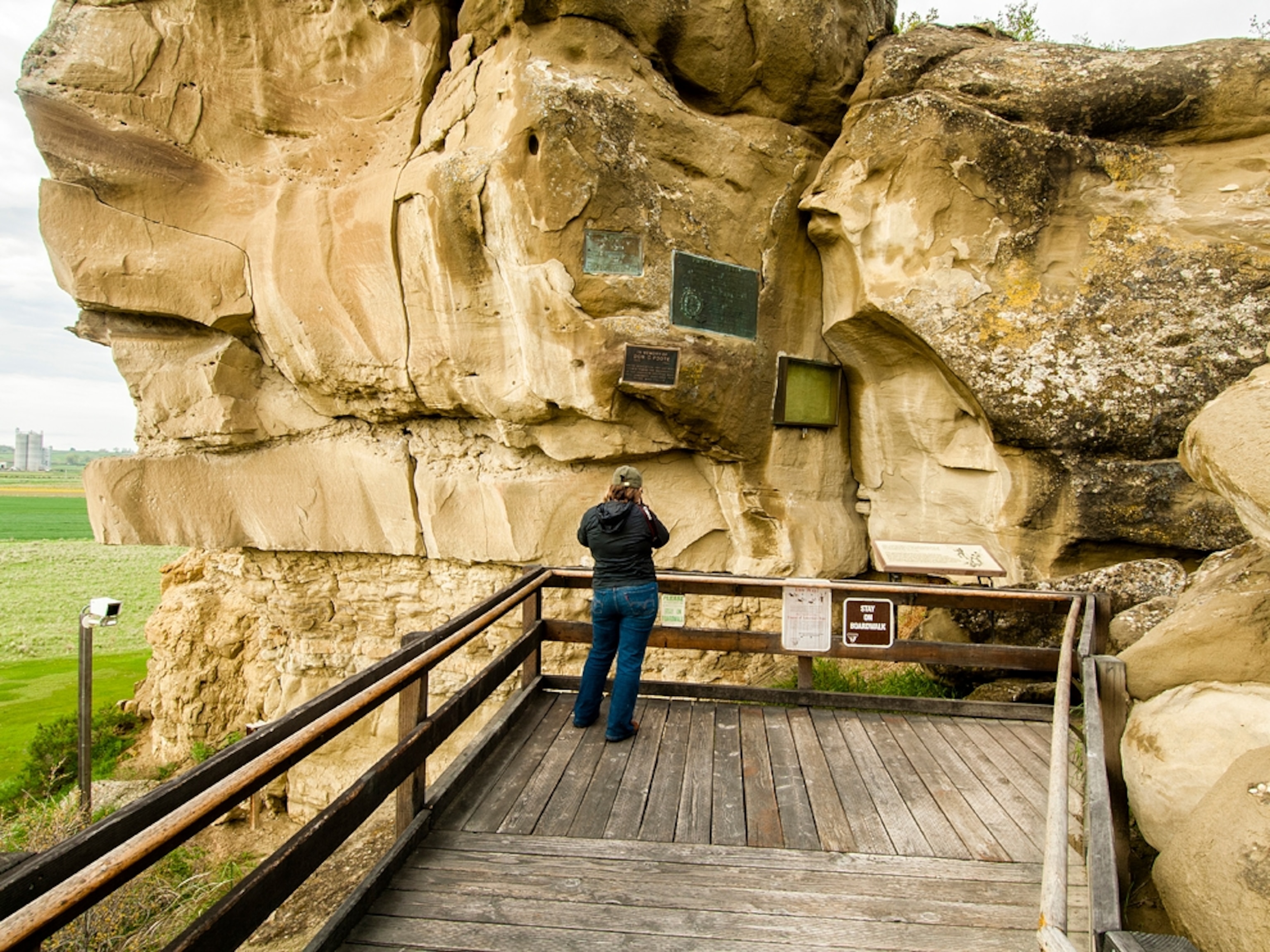 a tourist at Pompeys Pillar National Monument, Montana