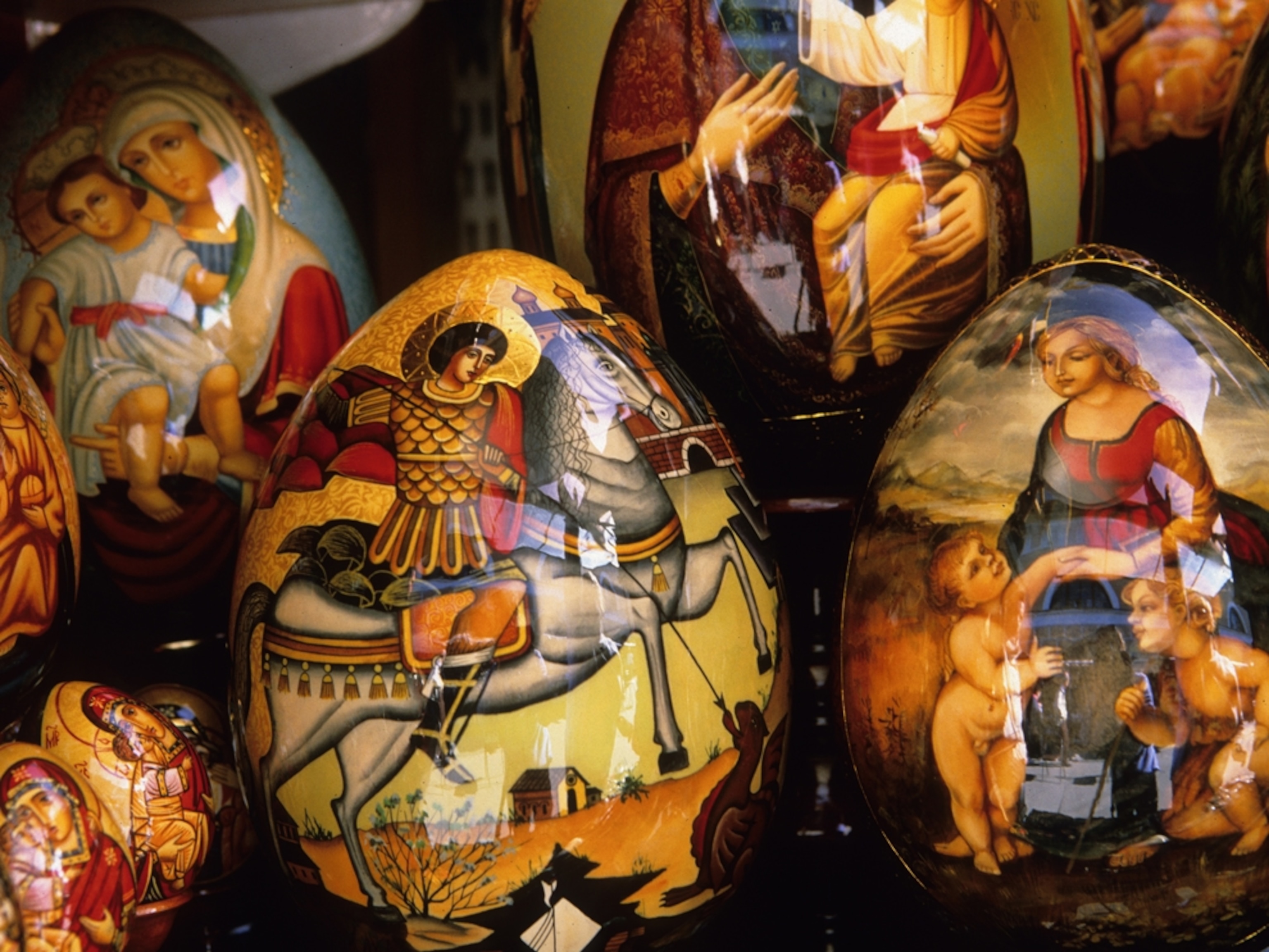 Handpainted eggs with religious icons