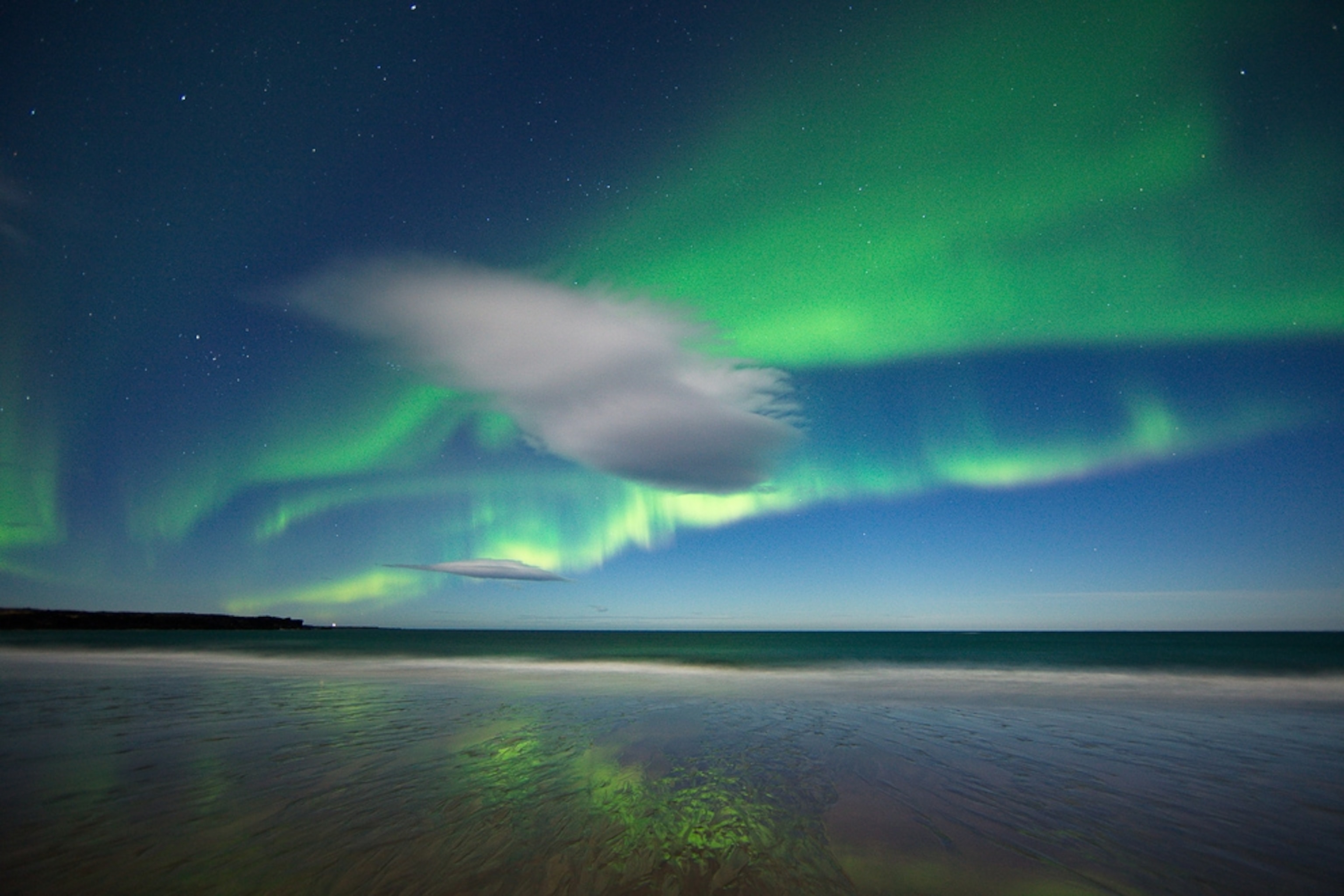 Auroras picture: light show over Njardvik, Iceland