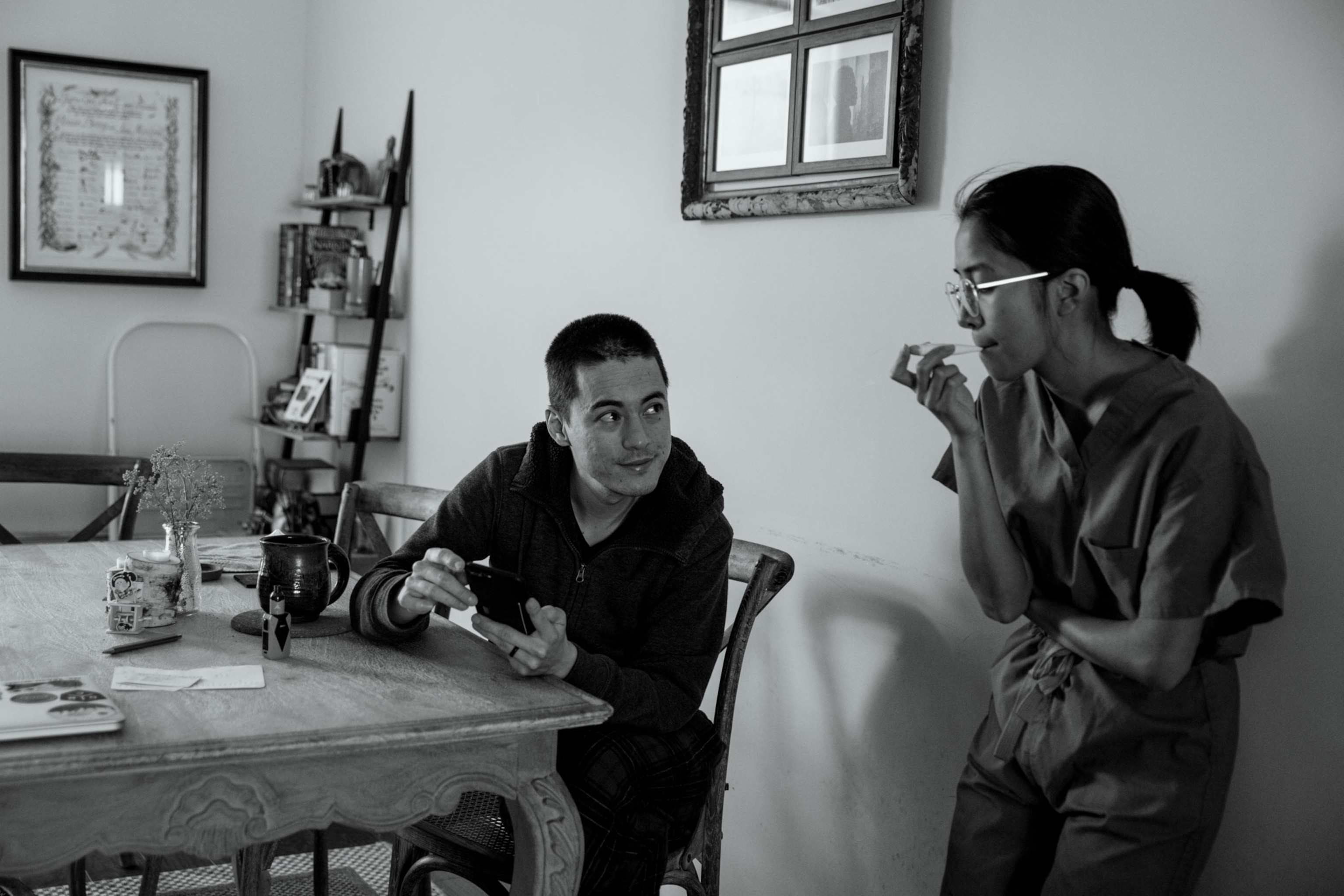 a woman checking her temperature