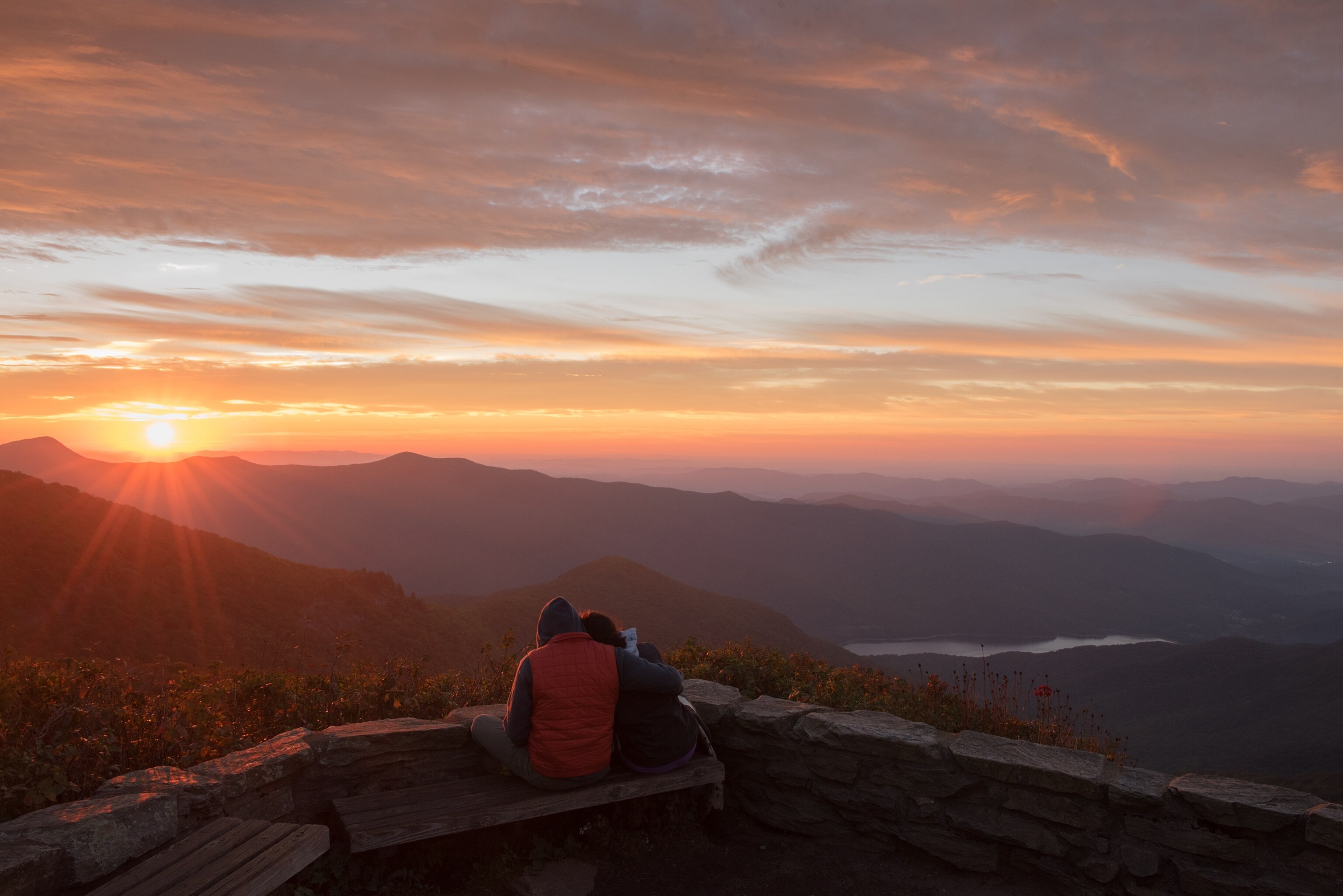 sunrise along the Blue Ridge Parkway in Ivy, North Carolina